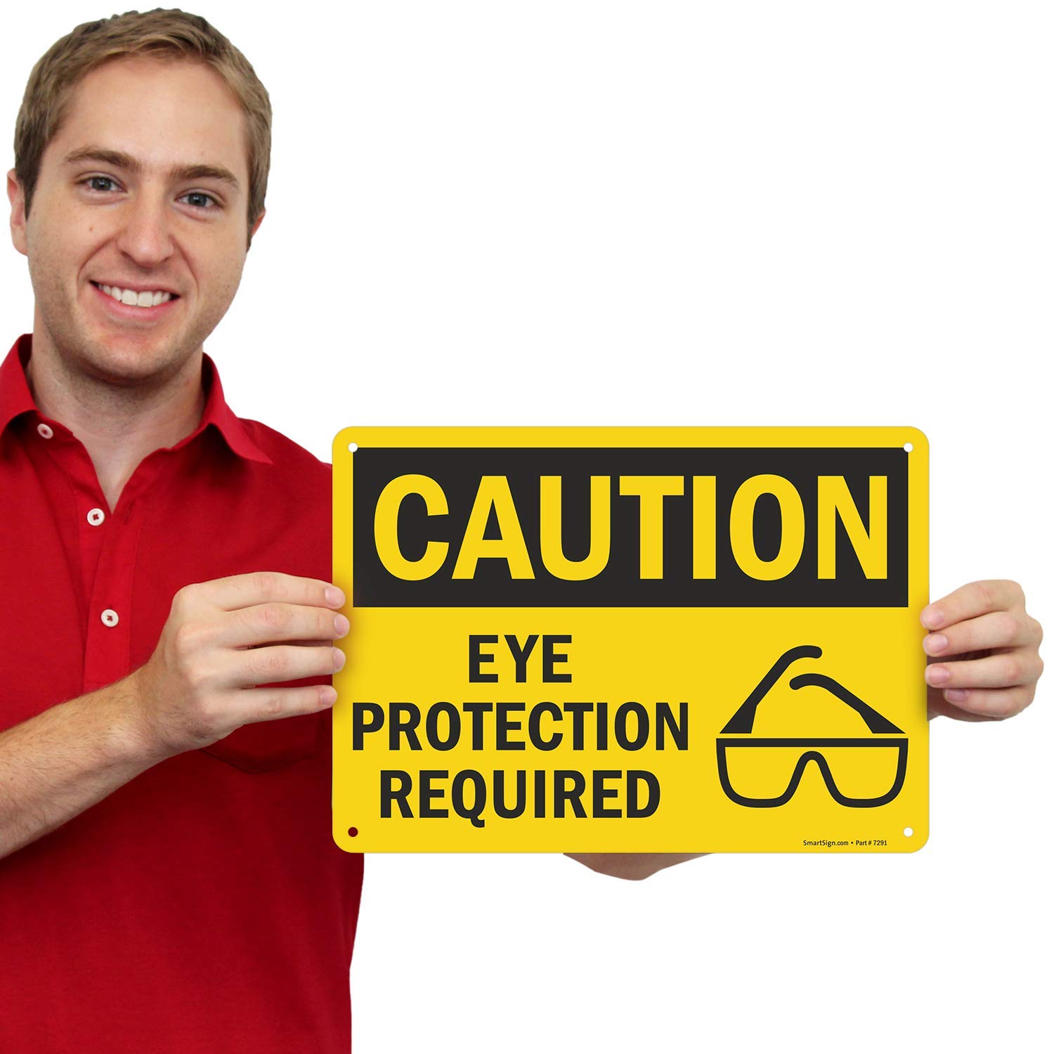 SmartSign - U9-1533-NP_10x14 "Caution - Eye Protection Required" Sign | 10" x 14" Plastic Black on Yellow — Amazon image 2