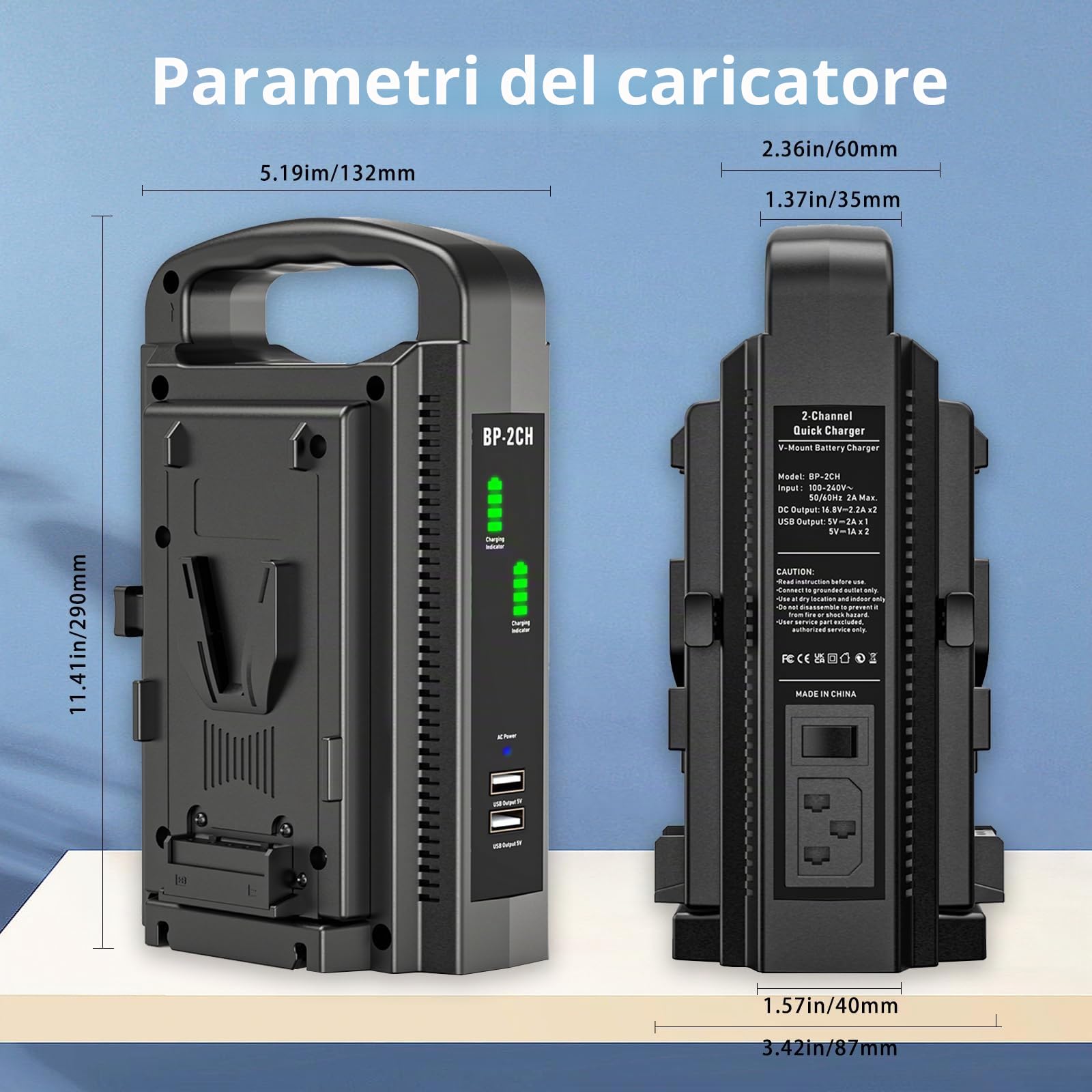 V Mount - Caricabatterie Dual Channel V-Mount V-Lock per tutti i pannelli a V (batteria non inclusa)
