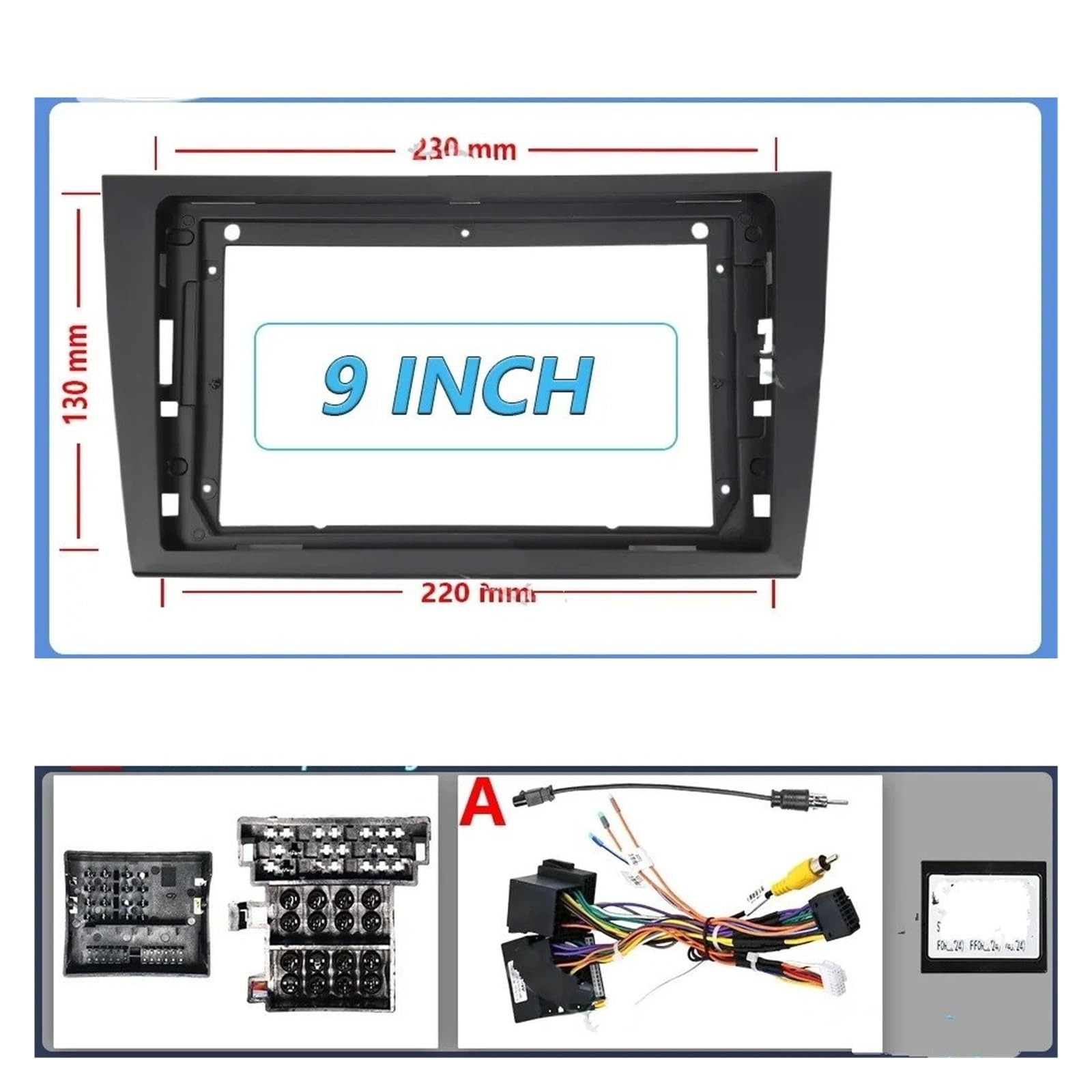 AVFORA Stereo Radio CD Panel Trim per VW per Golf 6 2010-2013 9 Pollici LHD RHD Nero Opaco 2 DIN Car Interior Android Kit Telaio Pannello Fascia Cavo Video Cablaggio CD