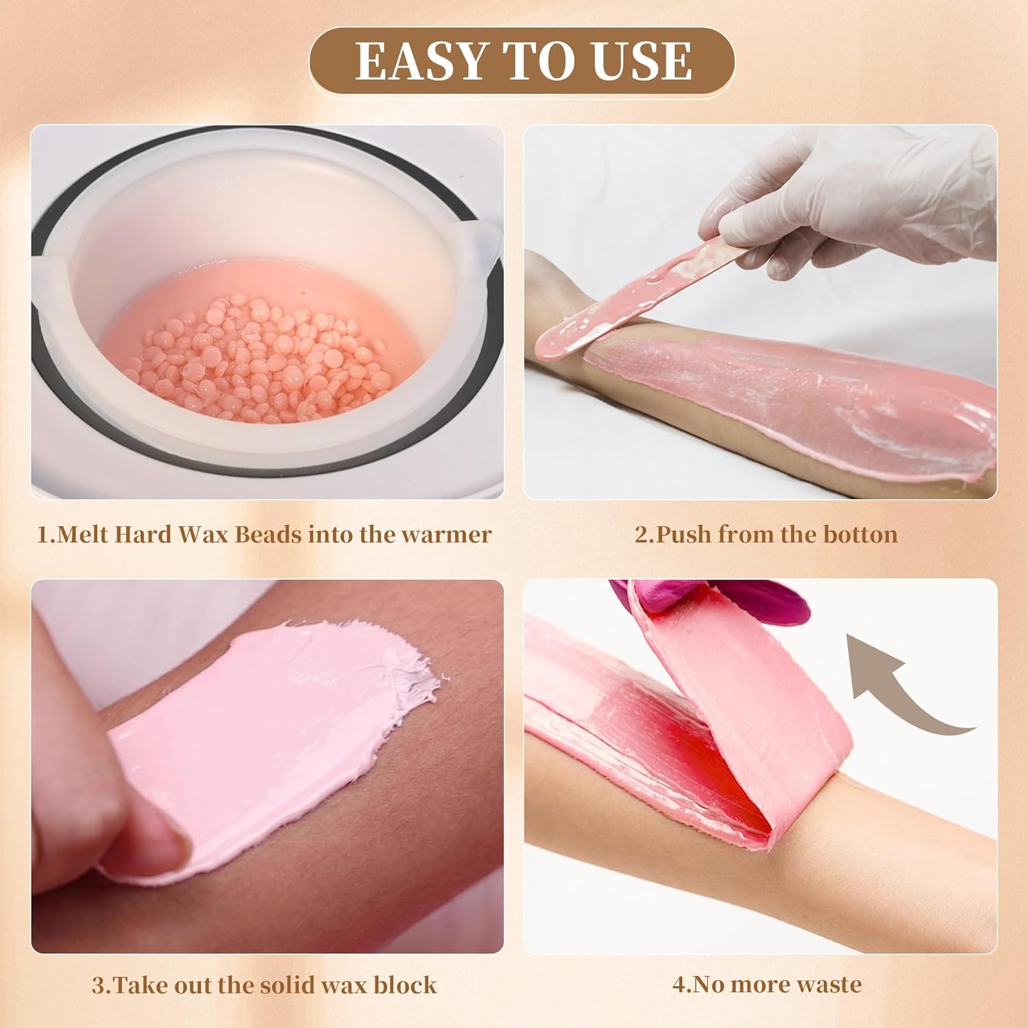 CHARMKEY Waxing Kit for Women with 200g Hard Wax Beads, 10 Applicator Sticks, Wax Warmer with 16.91oz Silicone Bowl, Wax Machine for hair removal at Home for Face, Full Body, Eyebrow, Bikini