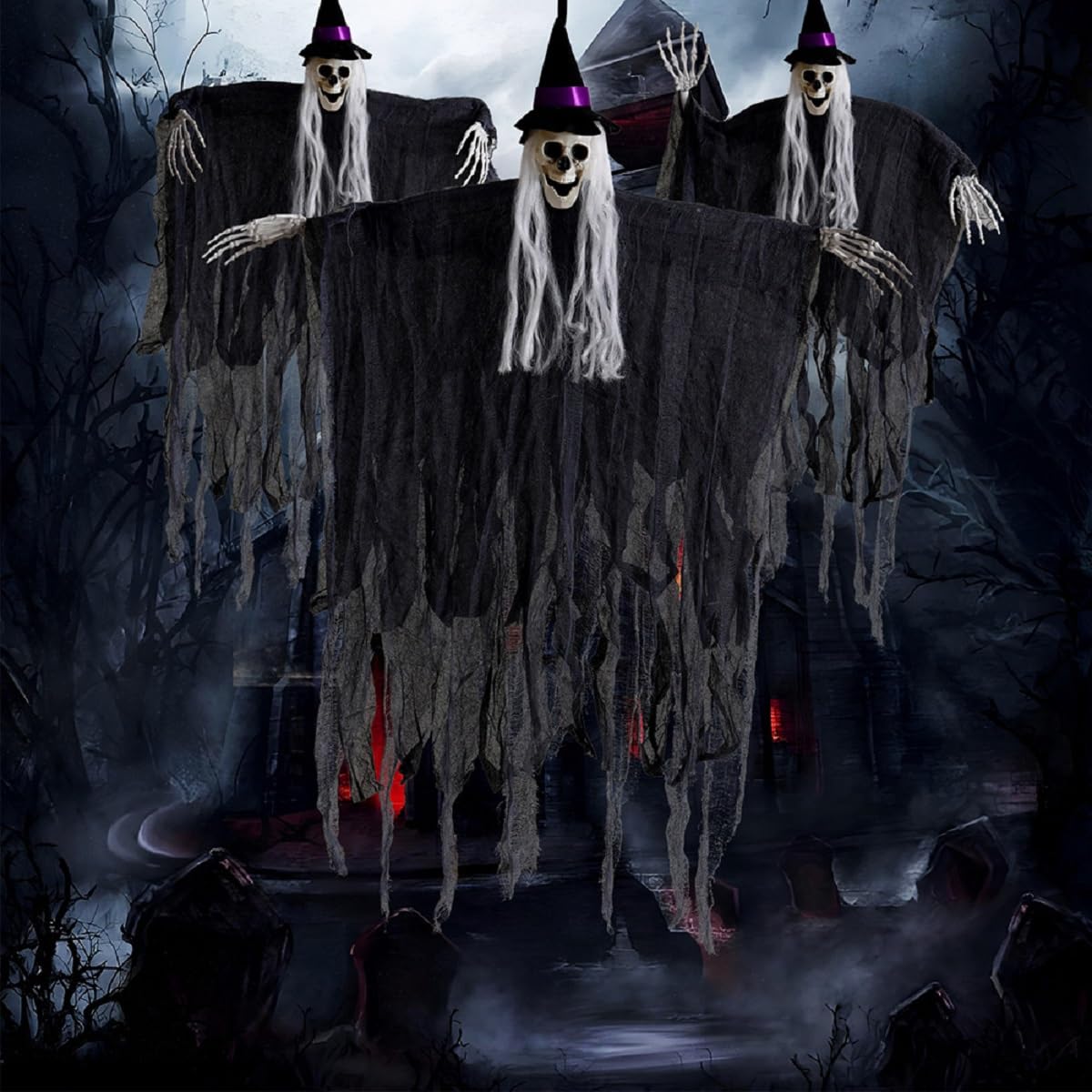 Wiszący szkielet na Halloween - dekoracja horroru na imprezy, podwórko i dom - rekwizyt duchów