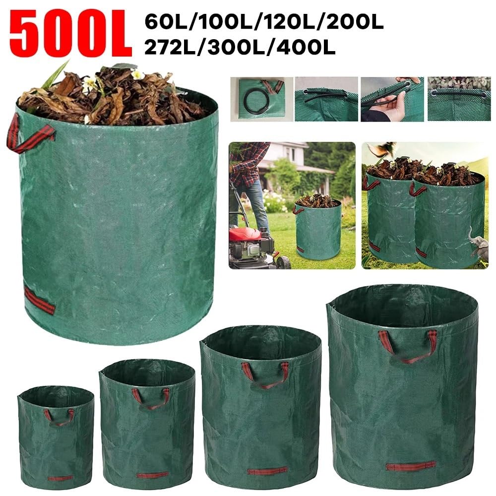 Bolsa de basura para jardín, saco reutilizable plegable, contenedor, almacenamiento hierba y hojas Bolsa para hojas