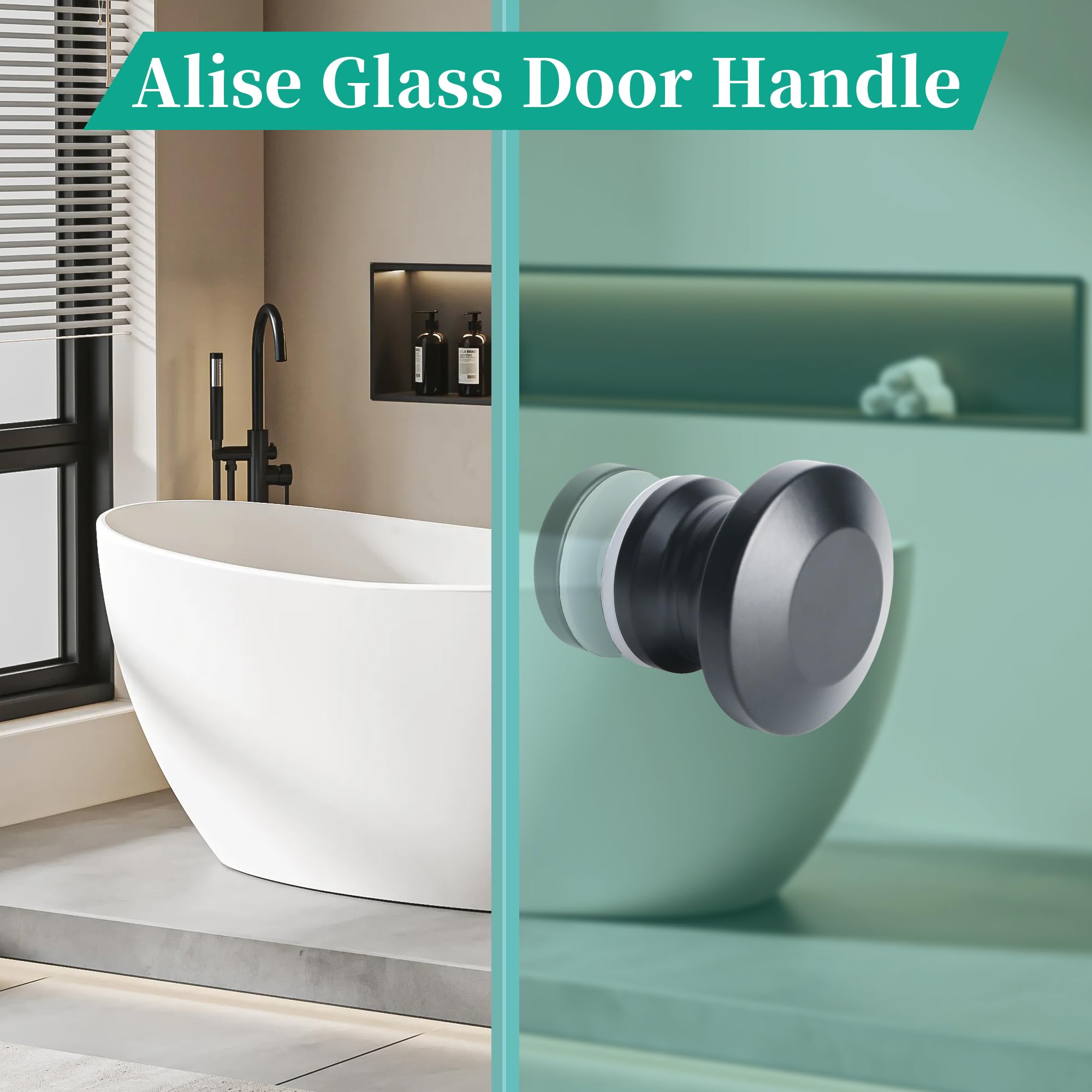 Alise Matte Black Shower Door Handle - Durable & Easy Install -7