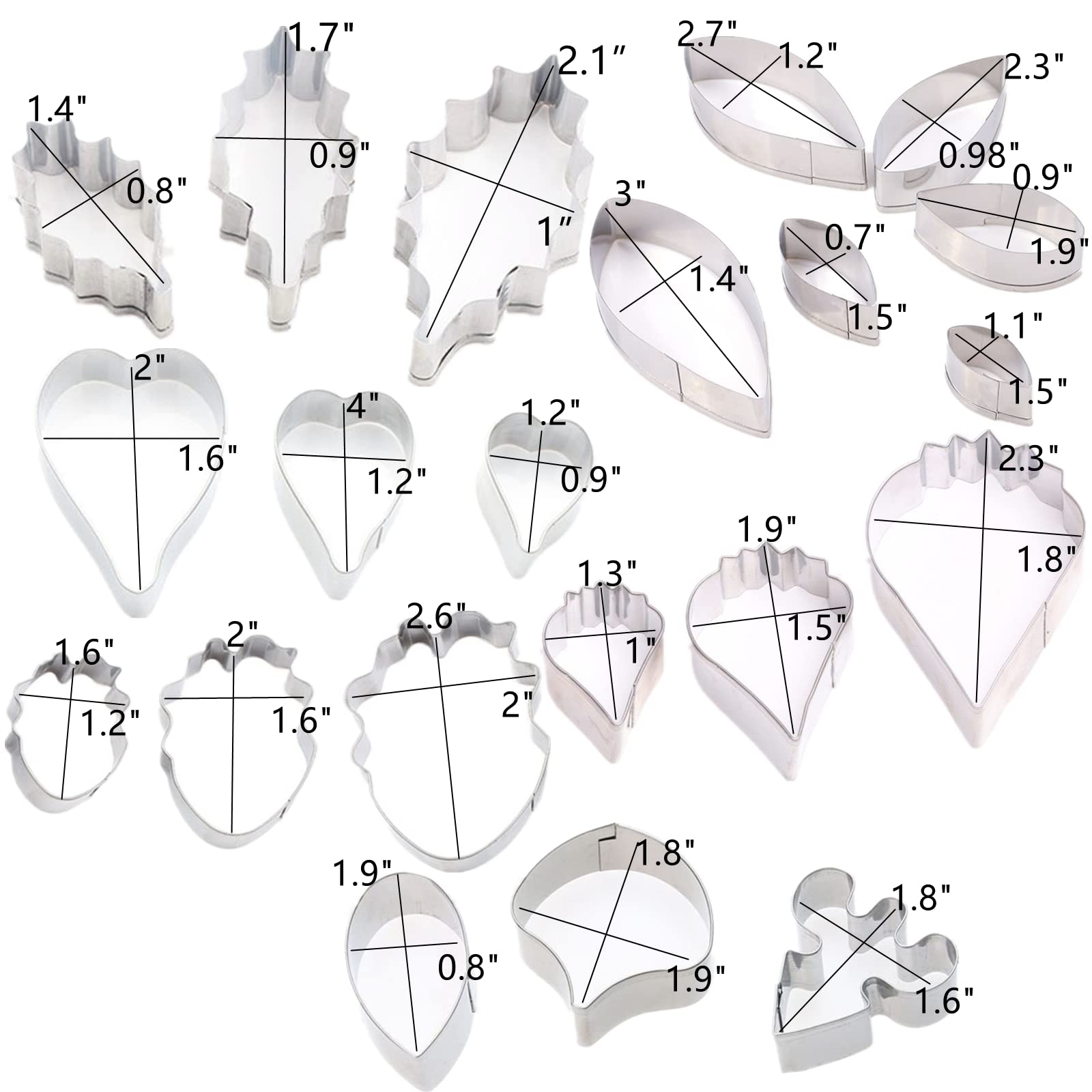 Lot de 39 moules et emporte-pièces en forme de fleur en acier inoxydable pour décoration de gâteau de mariage, d'anniversaire