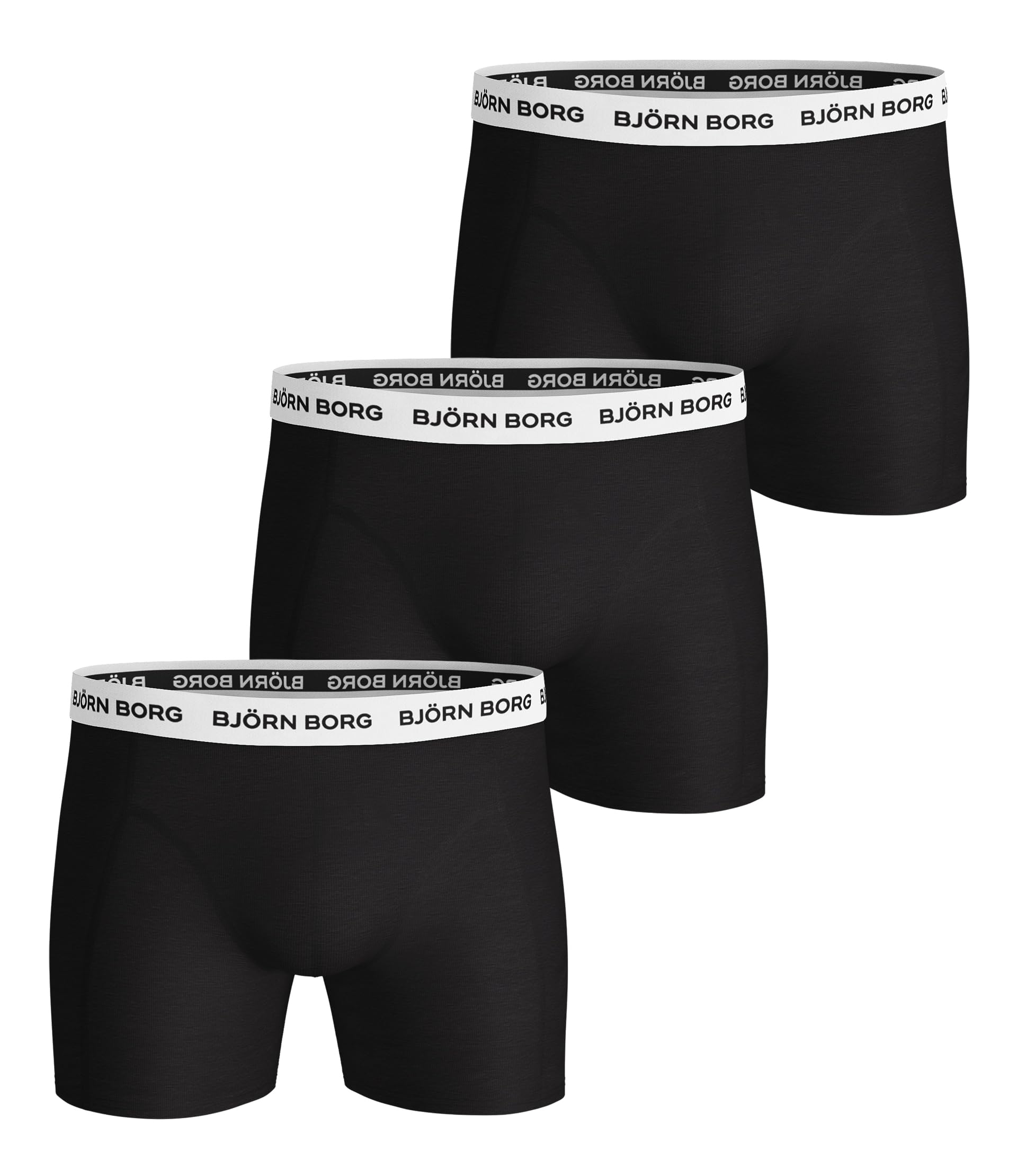 Bjorn Borg Mens Noos Contrast Solids 3 Pack Boxer Briefs - White Band - XL
