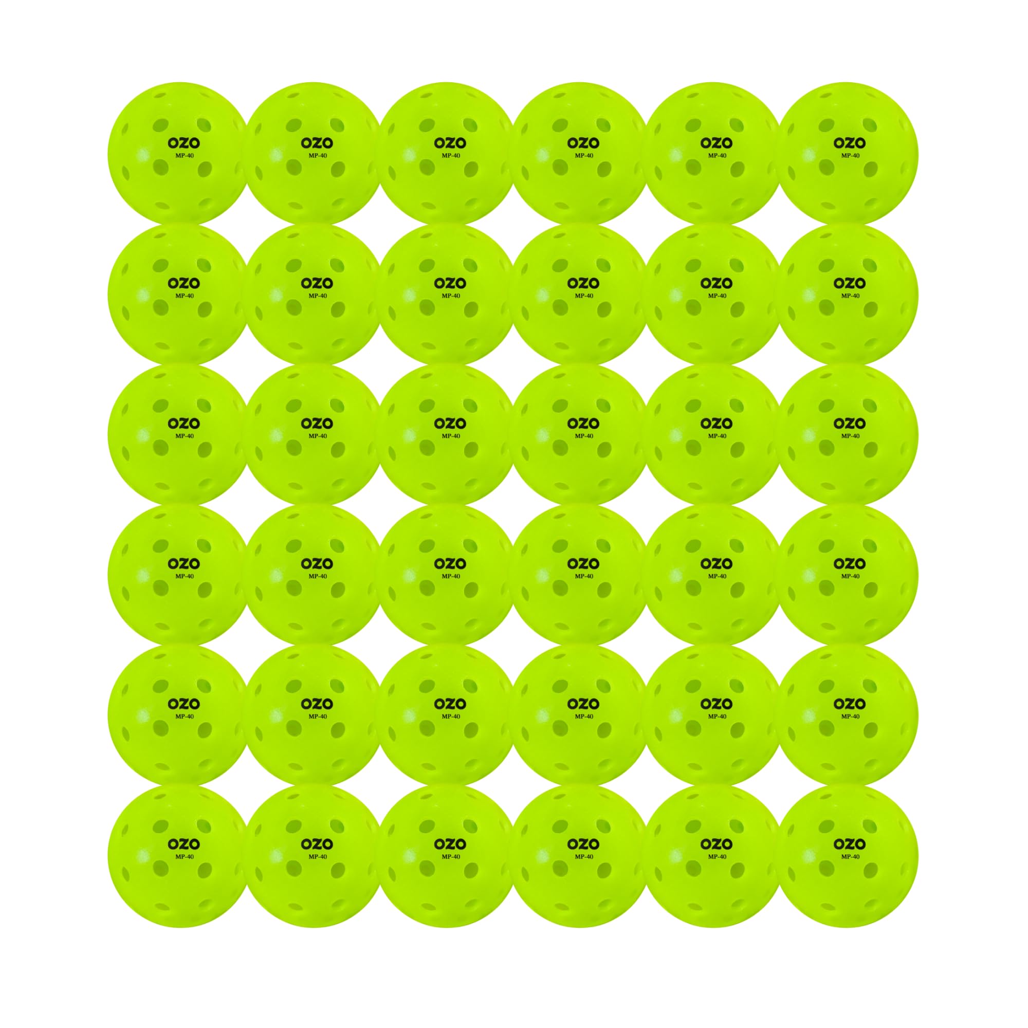 OZO Pickleball - Set of 36 Outdoor Balls, 40 holes, Rotational Mould