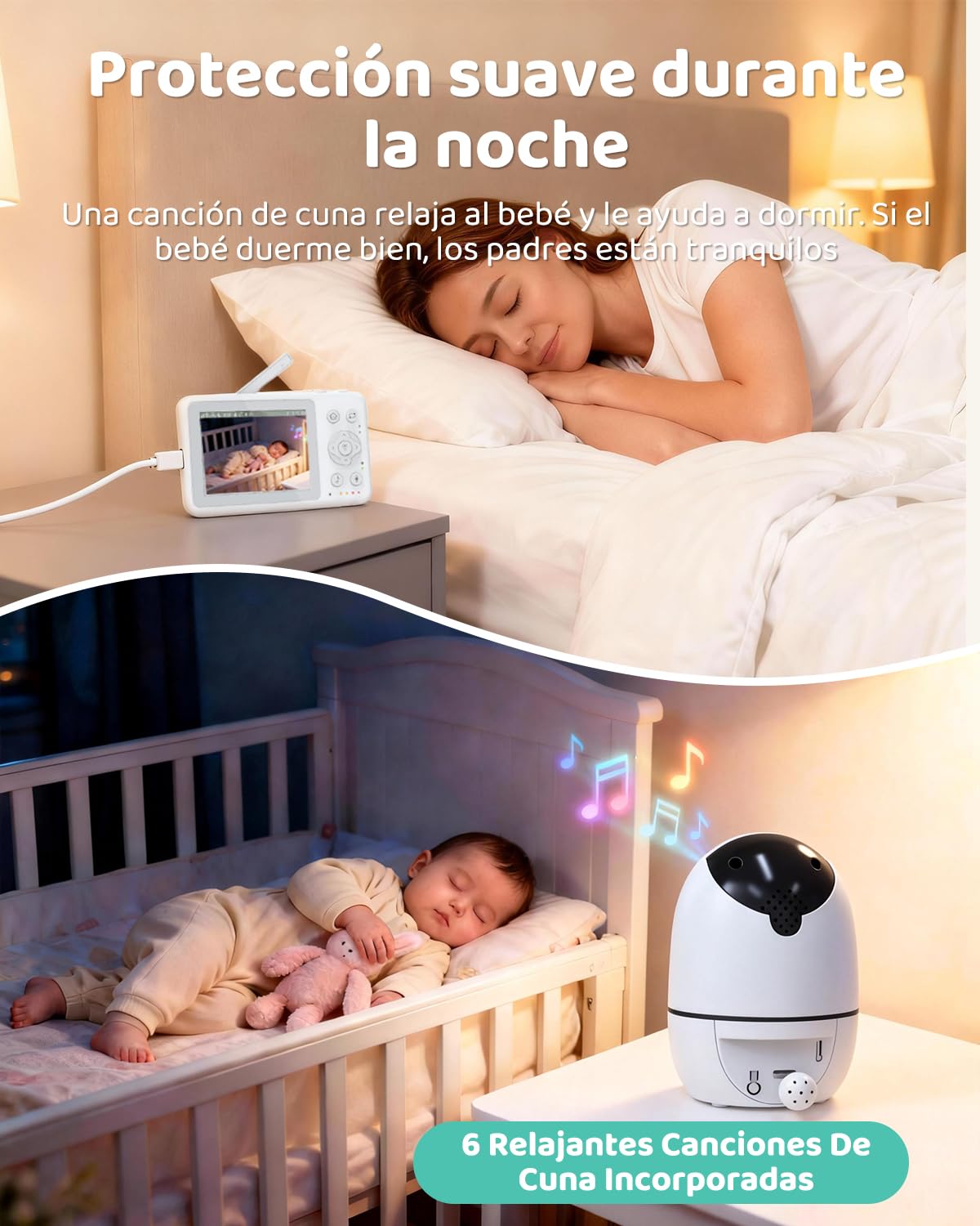 Zeerkeer Camara Vigilancia Bebe sin WiFi, 3.2” Vigilabebés con Cámara, Monitor para Bebé con Visión Nocturna Infrarroja, Audio Bidireccional, VOX Detección de Llanto, Monitoreo de Temperatura