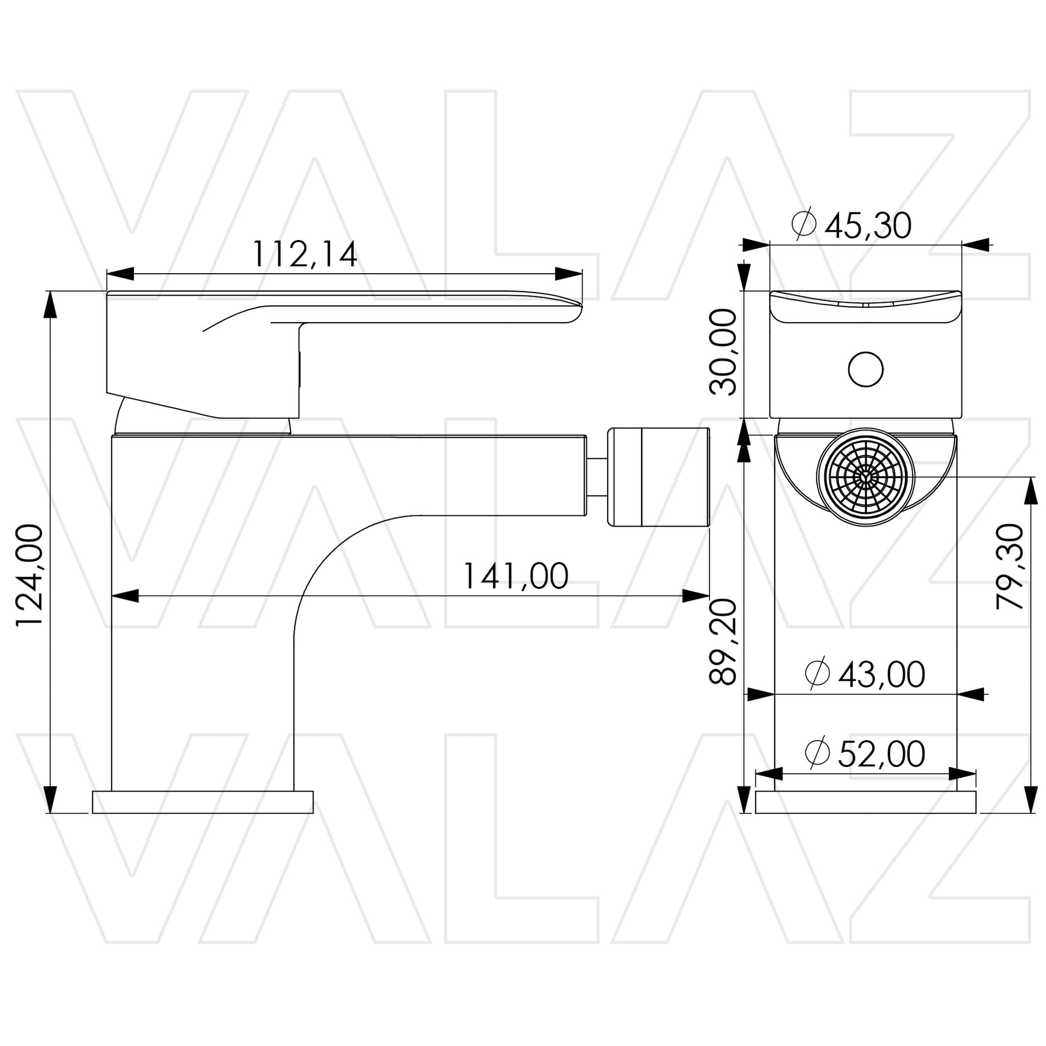 VALAZ Grifo Bidet Cromado | Grifo Monomando Lavabo, Mezclador Agua Fría y Caliente, Ahorro de Agua | Instalación Facil y Rápida | Latón, Inoxidable, Elegante, Redondo, Serie Turia