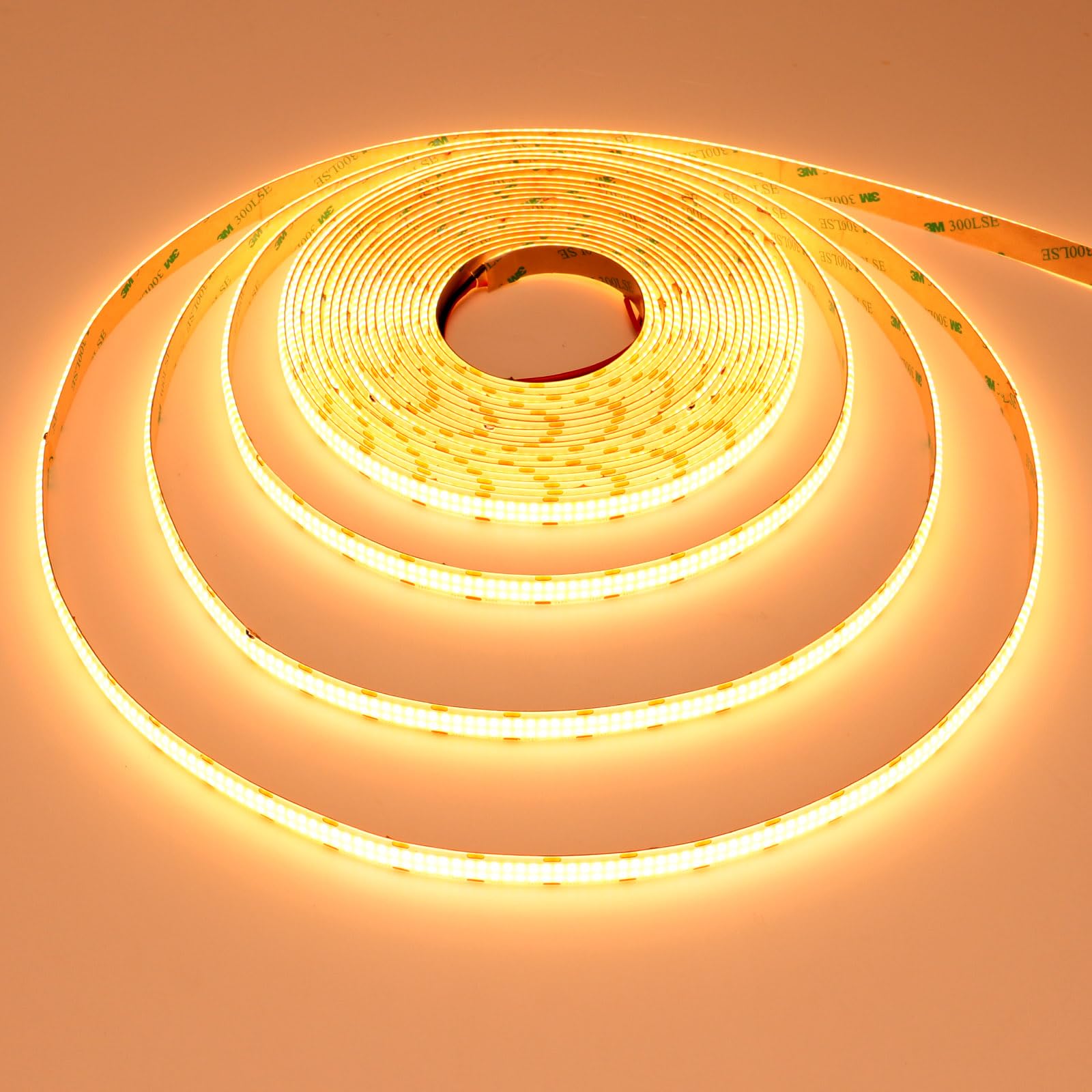GOMING Podwójny Rząd Taśma LED COB 24V 10M Ciepła Biel 3000K CRI 93+ 24W/M
