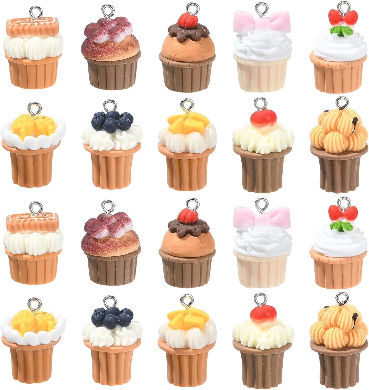 DanLingJewelry 20pcs 10 Styles Cupcake Dessert Charms - Mini 3D Colorful Sweet Food Charms for Jewelry Making DIY Crafting - Image 6