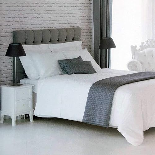 Miniatura 2 de Juego de sábanas Italia de 4 piezas, color blanco sólido con múltiples patrones, 100% algodón percal, lujo de 200 hilos TC (Solid Pon Pon, King