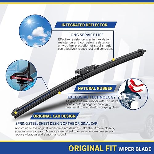 Vista 34 de Limpiaparabrisas de repuesto de pieza de fabricante para auto, reemplazo de equipo original, juego de 2 limpiaparabrisas de 26 y 20 pulgadas,