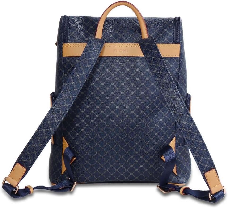 Rioni Cambridge Top Loading Travel Daypack Backpack - Signature Navy