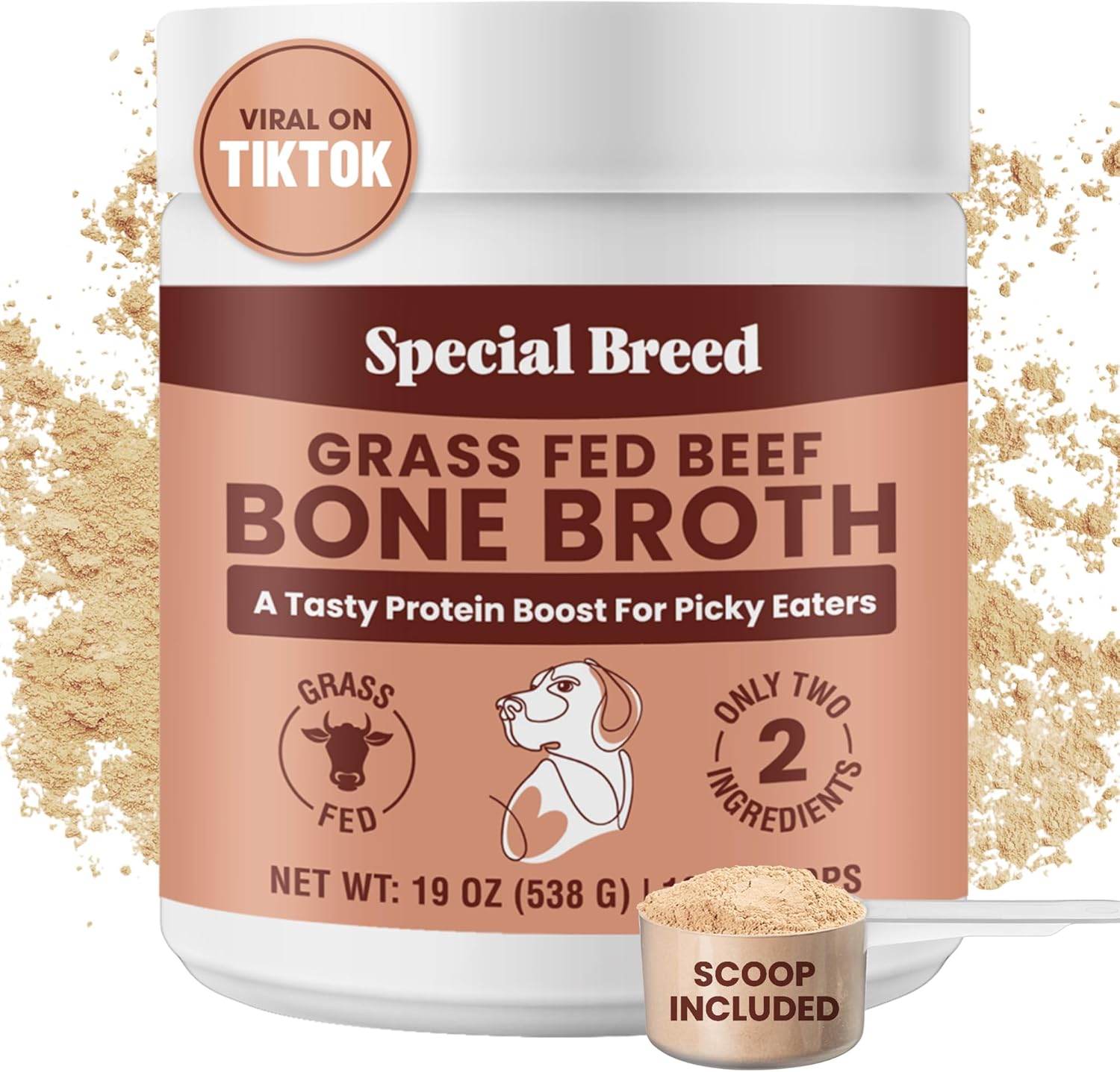 Special Breed Bone Broth Powder for Dogs & Cats (19oz, 192 scoops)