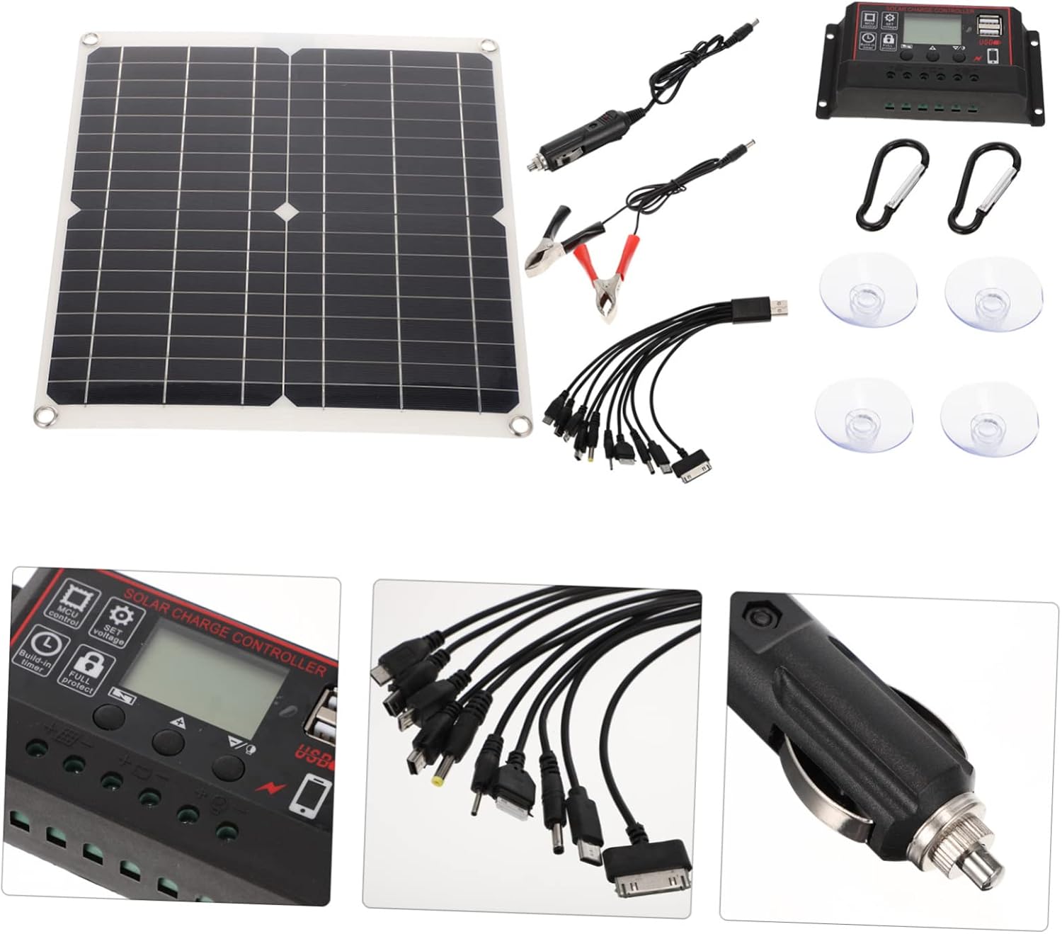 1set Portable Solar Panel Charger Controller Flexible Monocrystalline Design for Outdoor Emergency Power Needs High Efficiency and Easy Installation