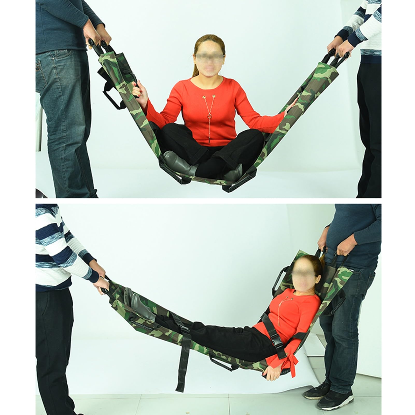 Camilla Blanda de Tela de Nailon con 12 Asas - Camilla de Rescate portátil y Plegable para evacuación de heridos y Acampada al Aire Libre - Incluye cinturón de Seguridad,Orange-180x70cm