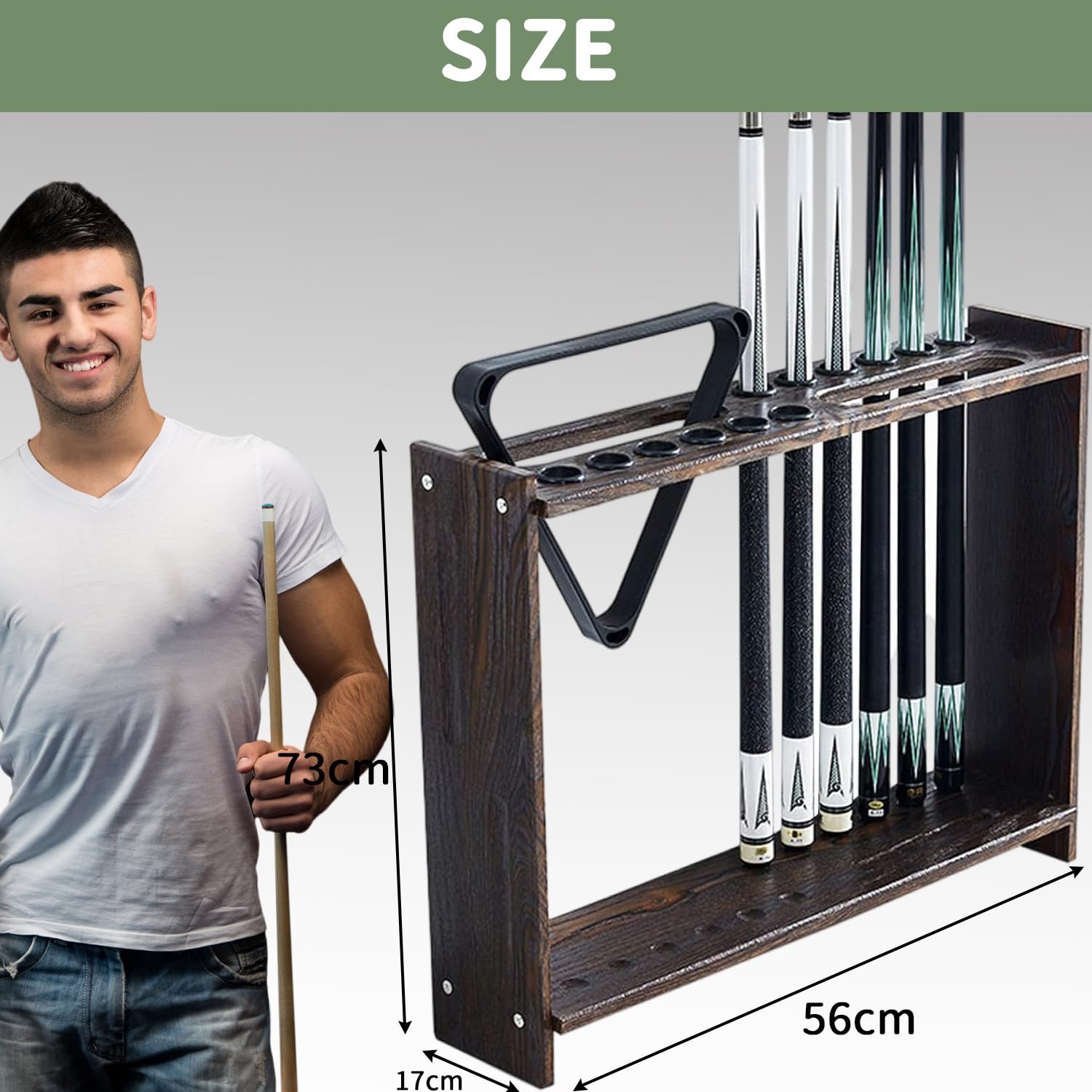 Porta Stecche da Biliardo, Supporto per Stecca da Biliardo per 12 Stecche e 2 Treppiede da biliardo, Accessori da Biliardo, Sale da Biliardo e Porta Stecche da Club