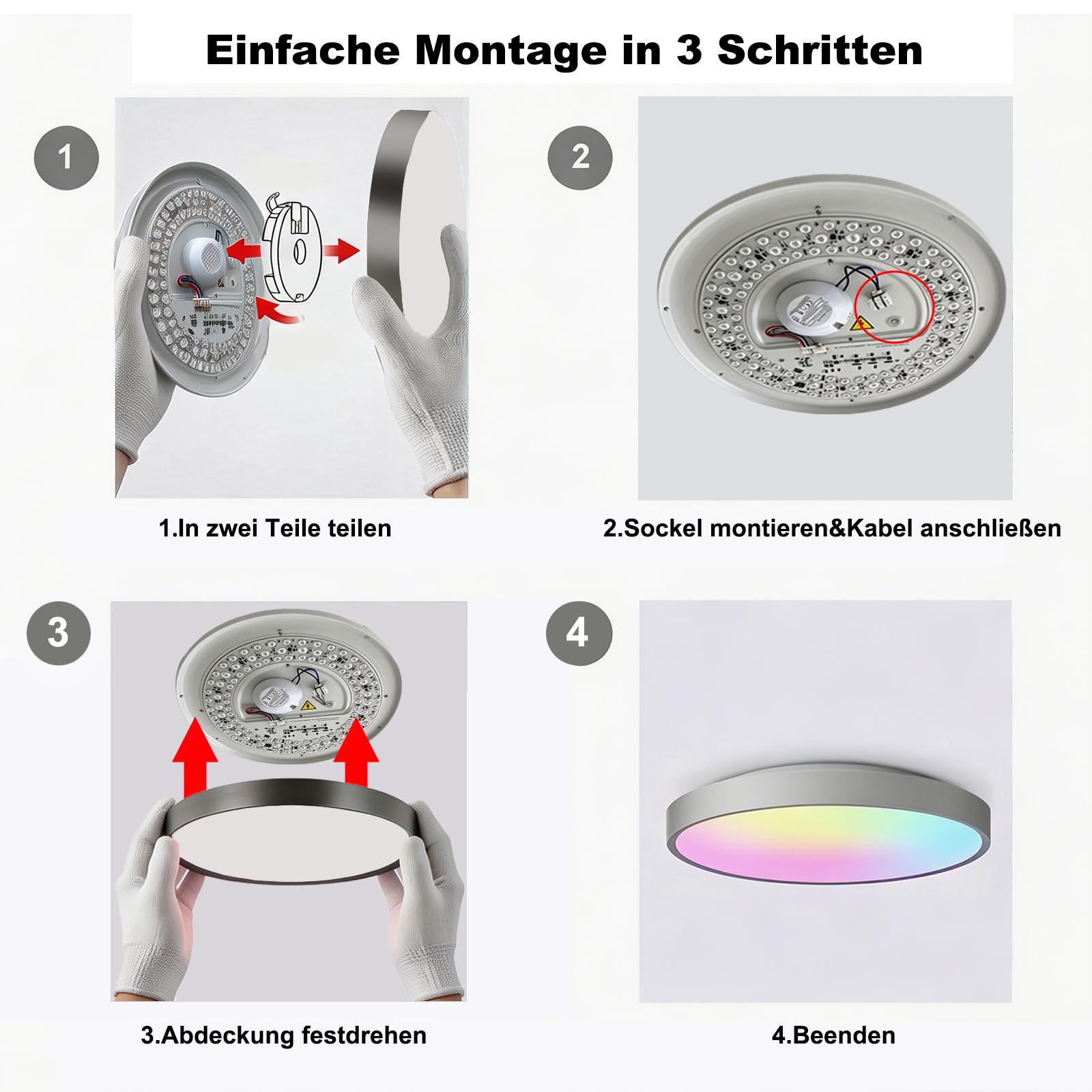 Yeelight Smart Deckenlampe, LED Deckenleuchte RGB Close-to-Ceiling Lights, 38 W 2300 Lumen, 2700K-6500K dimmbare Lampe, DIY kompatibel mit Alexa, für Wohnzimmer Schlafzimmer Küche Flur 40 cm