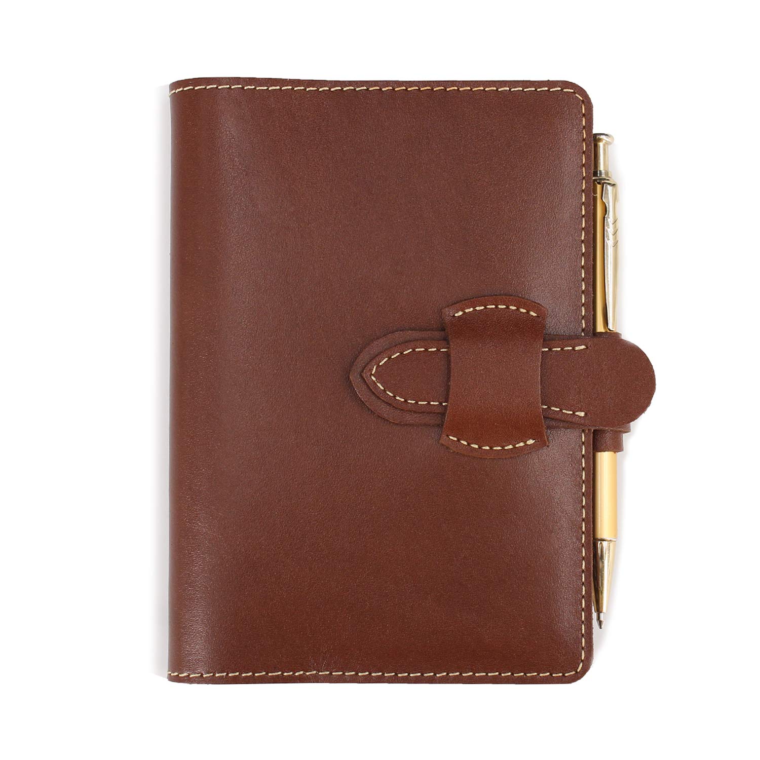 Leather Journal A6 Notebook Refillable Notebook Traveler's Journal with Side Pocket and Pen loop (Brown) Office Product
