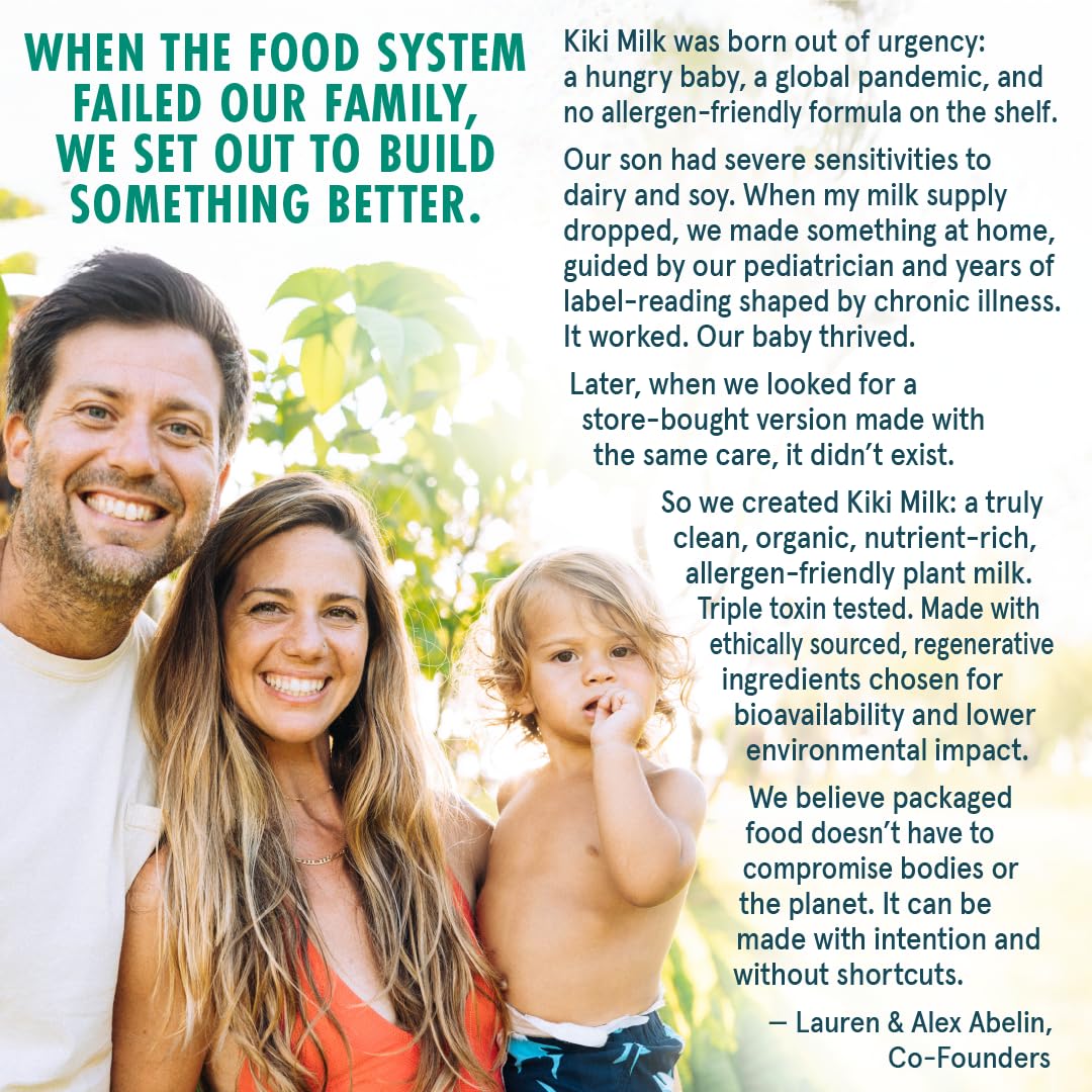 Kiki Milk Plant Based Milk - Organic Chocolate Milk - Calcium & Magnesium Source - Gluten Free, Gum Free, GMO Free, Dairy Free, Soy Free, Glyphosate Free - Shelf Stable - (32 oz • Pack of 6)