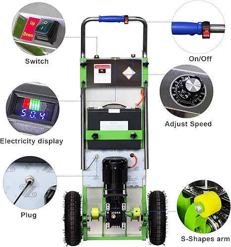 Miniatura 3 de Carrito de mano eléctrico para escaleras, 20 Ah, para mover, capacidad máxima de 880 libras, resistente, escalador de escaleras con mango plegable y