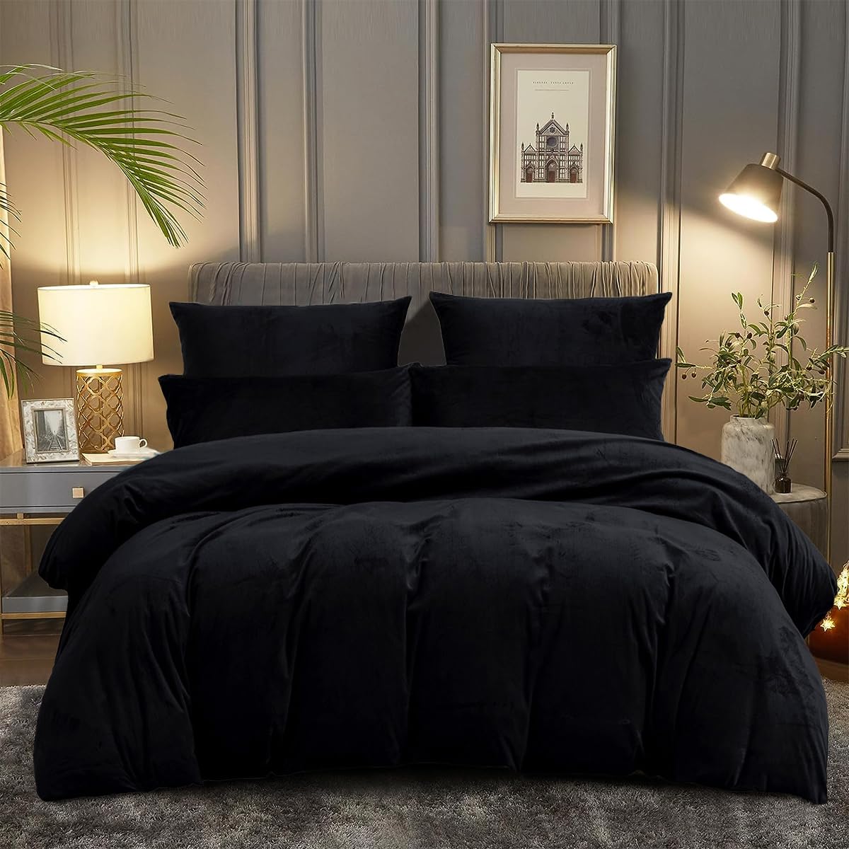 DXHOME Ropa de cama de 220 x 240 cm, de felpa mullida, cálida, para invierno, forro polar, con tacto de cachemira, suave funda nórdica con cremallera y 2 fundas de almohada de 80 x 80 cm