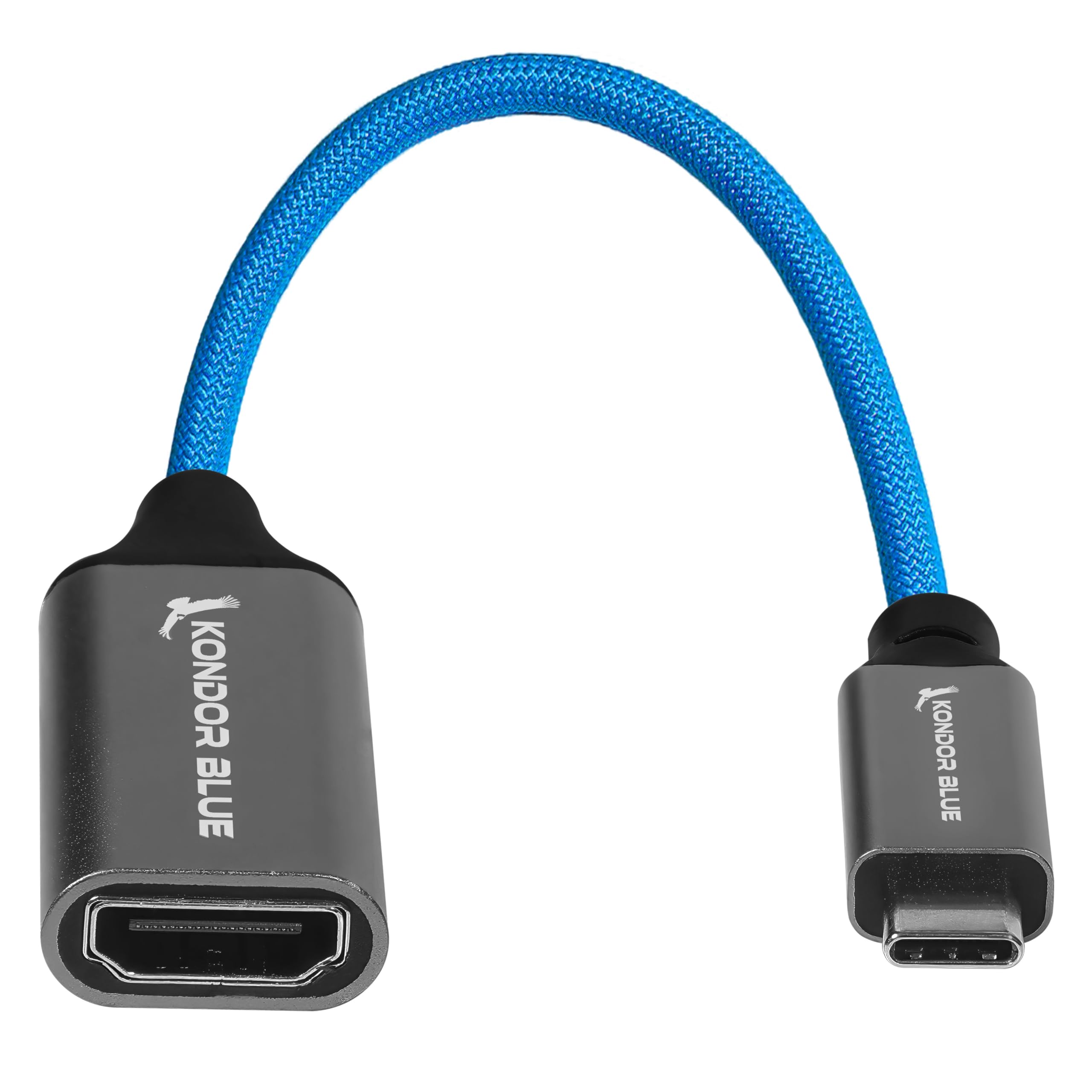 KONDOR BLUE | USB-C to Female HDMI Display Cable for Monitors | Convert Your USB-C Port into a HDMI Port, Compatible with Apple and Android Devices | Blue