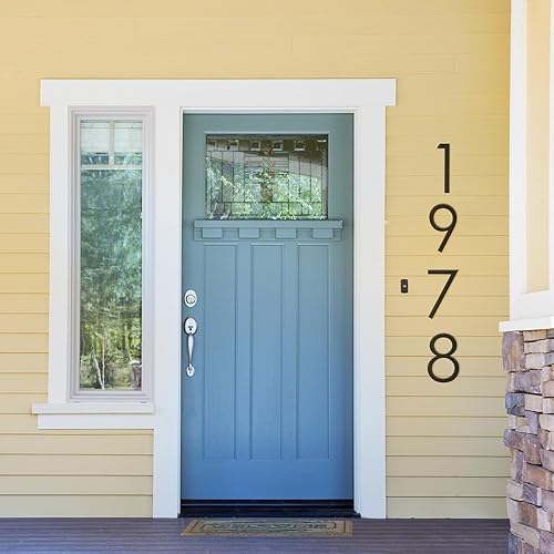 Miniatura 9 de ziyue Números de casa de 12 pulgadas para exteriores, números de dirección de casa modernos de metal, flotante, para exteriores de 0 a 9, negro (0)