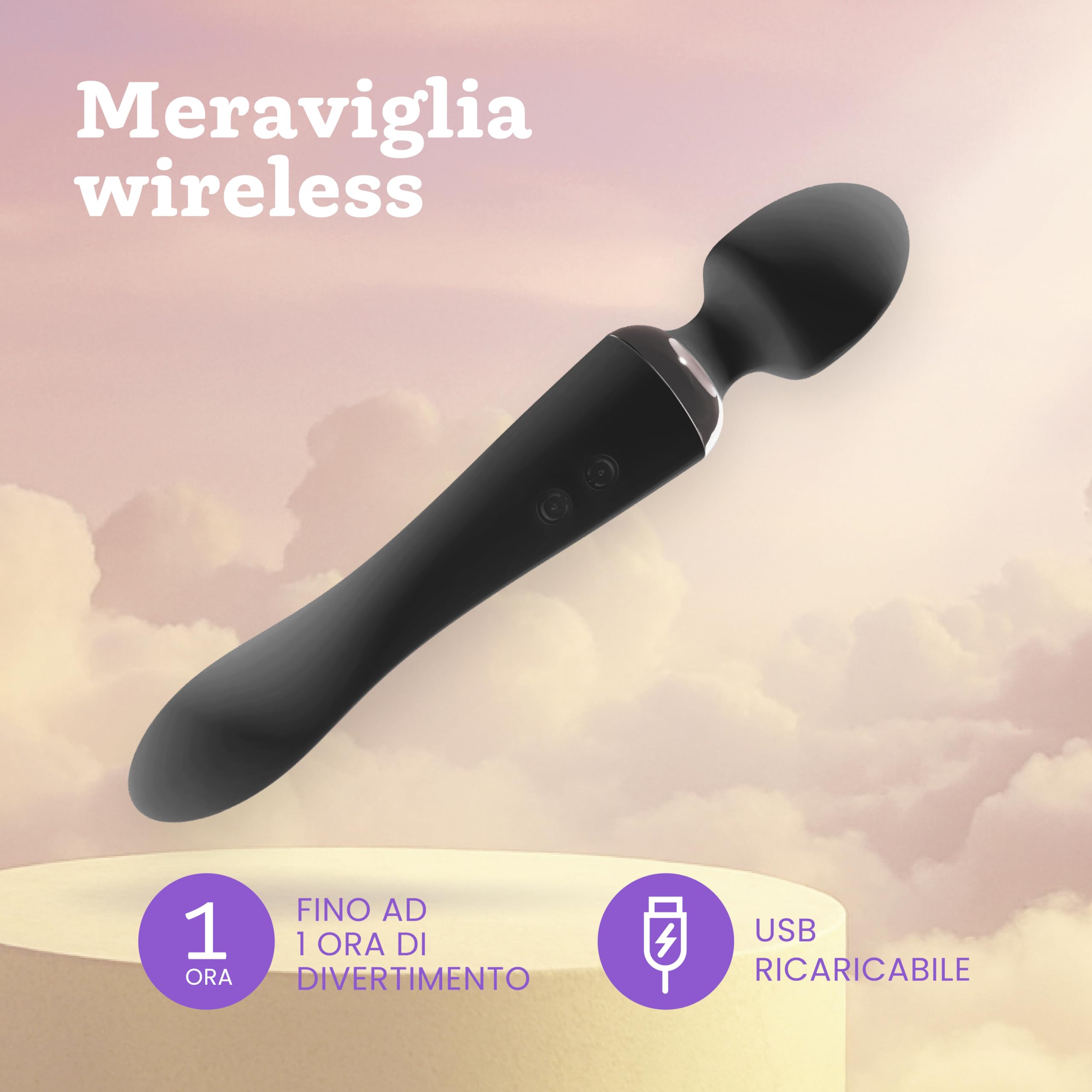 Vibratore Doppio di Oliver James – Wand Massaggiante e Dildo Vibrante con 10 Modalità di Piacere, in Silicone Resistente all’Acqua, Giocattoli Sessuali per Coppie e Donne (Nero)