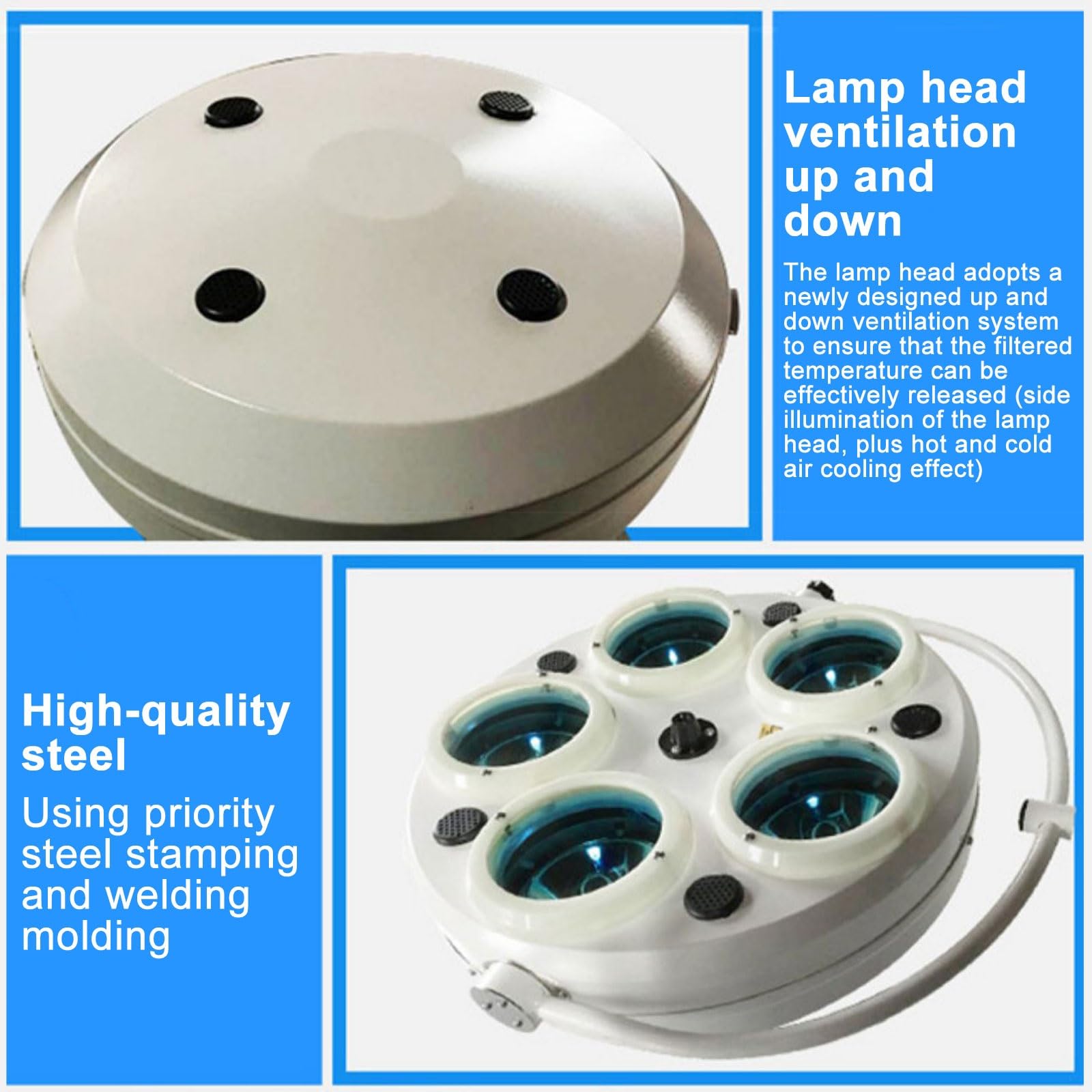 Lampa LED do Stomatologii i Jamy Ustnej, Sufitowa Lampa do Badań Medycznych, Lampa do Badań Chirurgicznych, Lampa Bezcieniowa, Lampa dla Zwierząt, Lampa Kosmetyczna