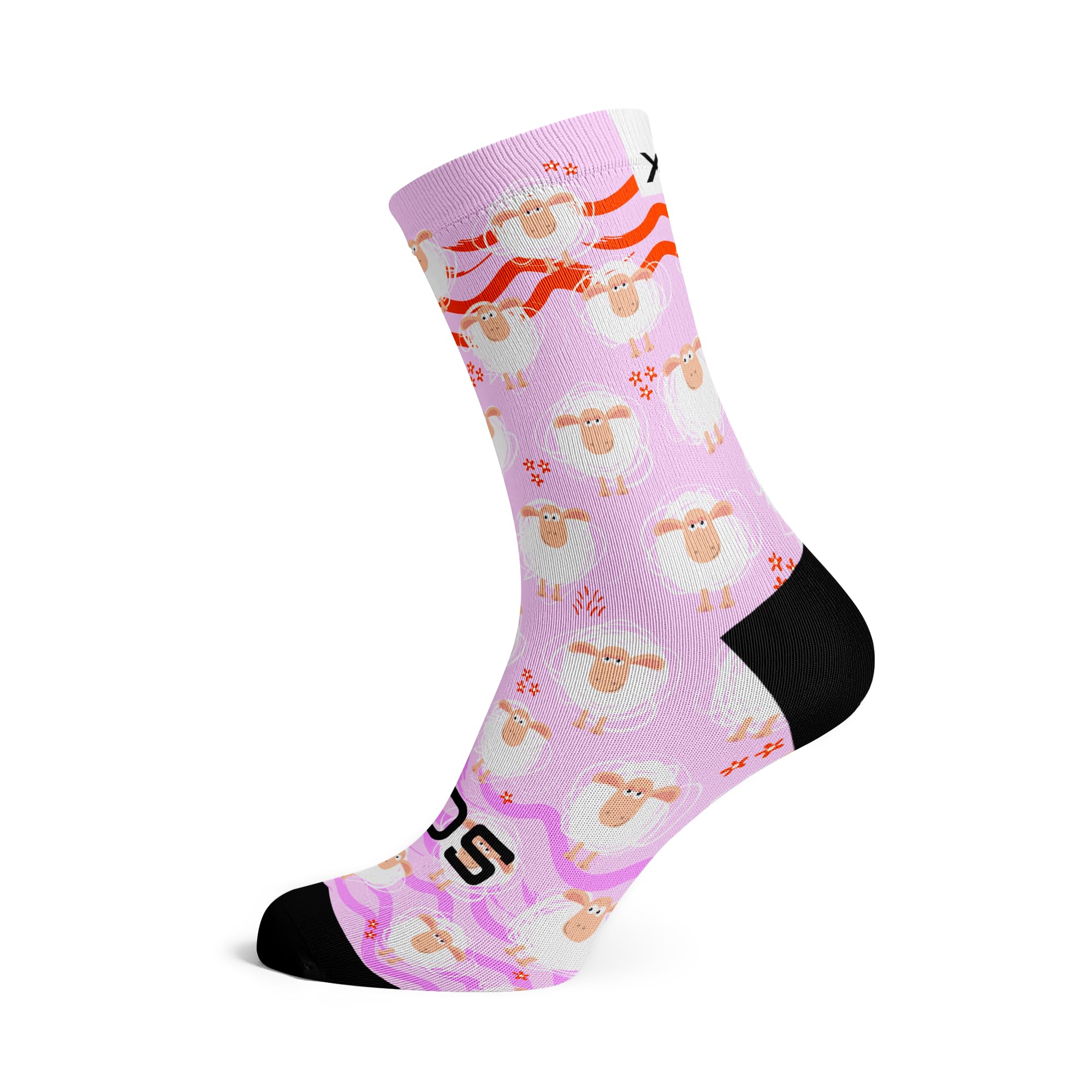 Sox Footwear Pink Sheep Animals Premium Crew Socks Large UK 8-12