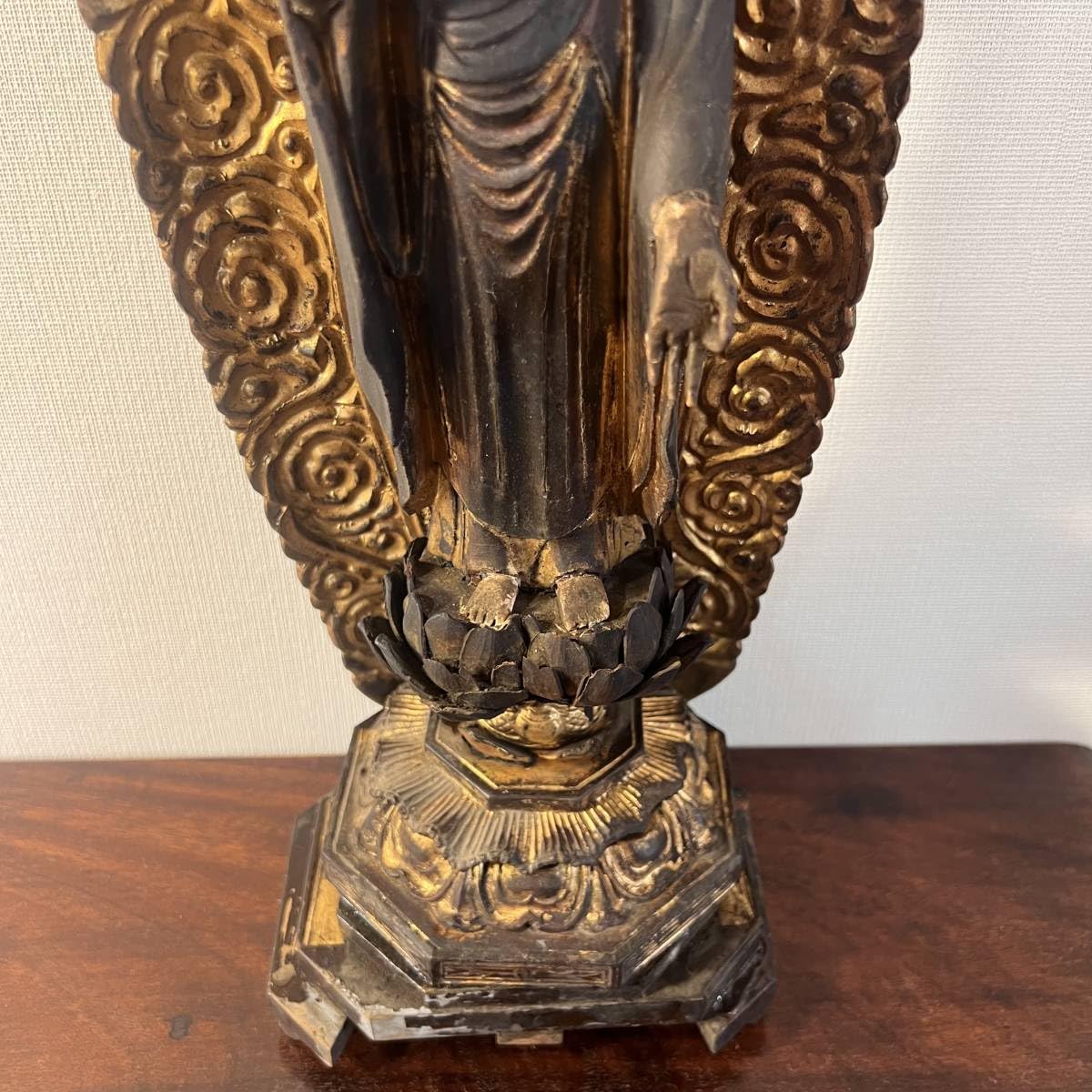 Amazon｜時代仏教美術木彫鍍金立像仏像観音大仏釈迦金銅仏鍍金仏密教古 