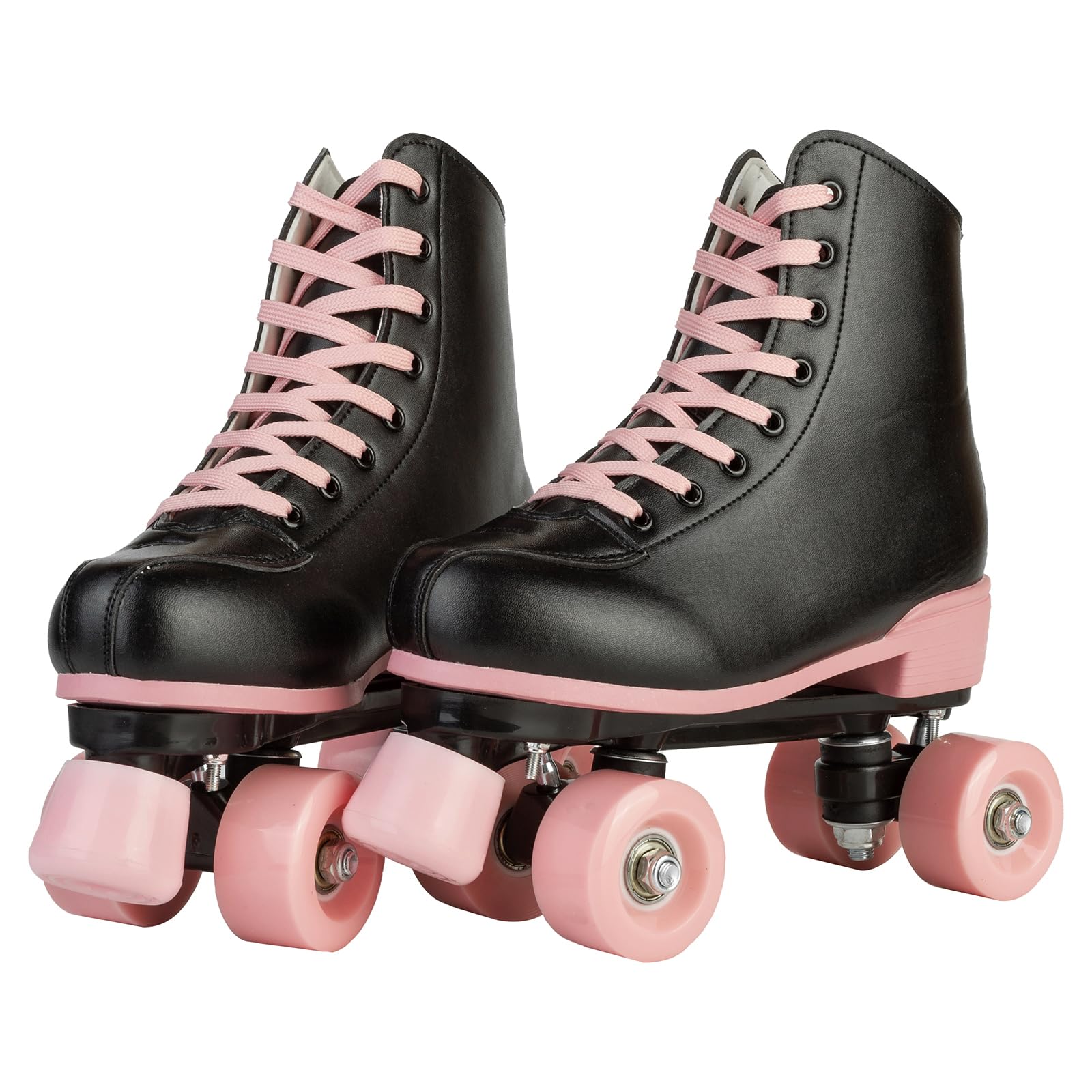 Beuway Womens Roller Skates Classic High-top Double-Row Leather Adult Roller Skates Outdoor Four Wheel Double Skates for Youth Unisex (Flash wheel 38=US:6.5)