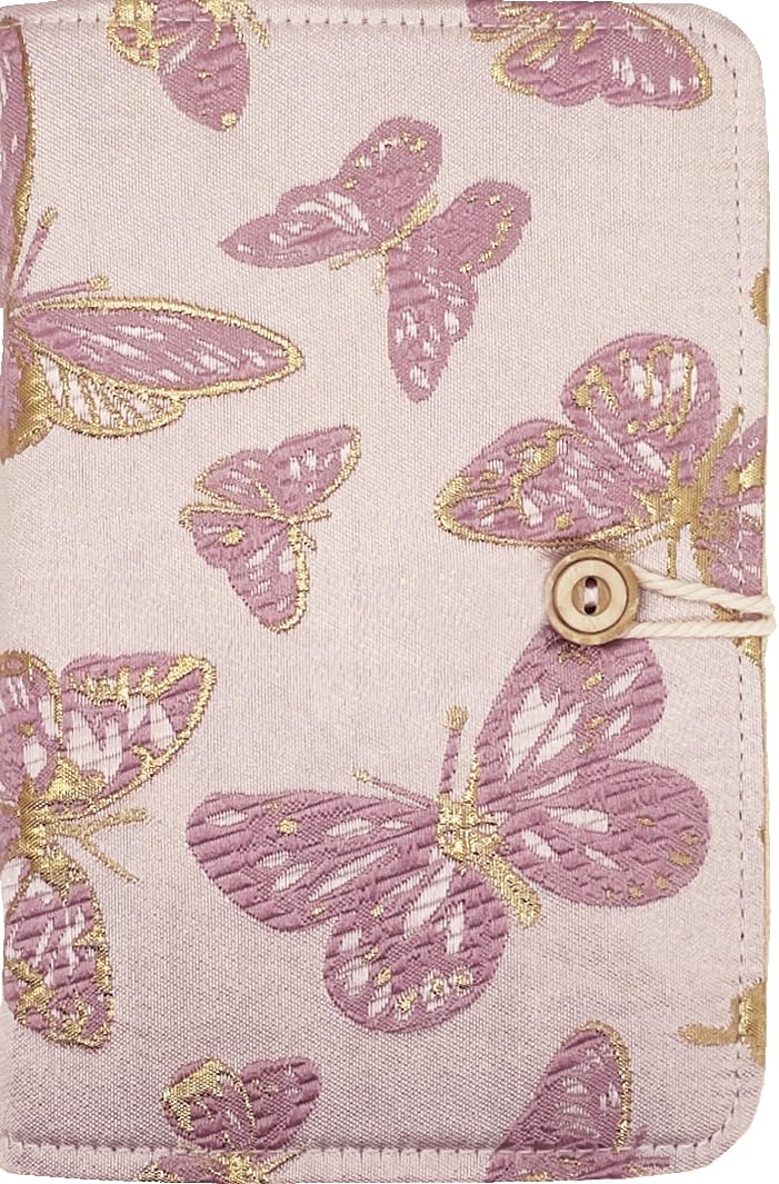 ipoul A6 Binder, Refillable Notebook, 6 Ring Binder, Small, 5"x7", B6 Sketchbook, Embroidered, Butterfly Gifts for Women, Budget Planner Binder, Butterfly Journal, Pink