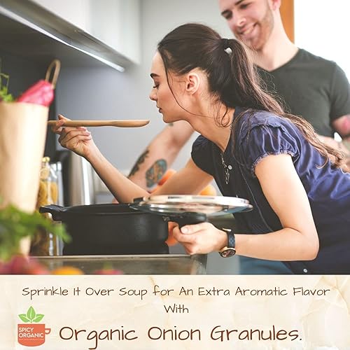 Miniatura 5 de SPICY ORGANIC Gránulos de cebolla  Pure USDA Organic  Cebolla granulada culinaria sin OMG  Perfecto para usar en salsas, sopas, aderezos para