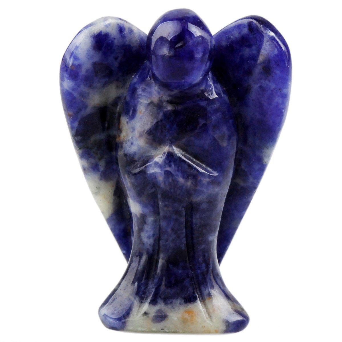 Shanxing1.5" Sodalite Crystal Guardian Angel Ornament Gift Good Luck Crystal, Small Pocket Stone Carved Blue Crystal Angel Statue Figurine Reiki Healing Crystal Sculpture Gift Cute Room Decor
