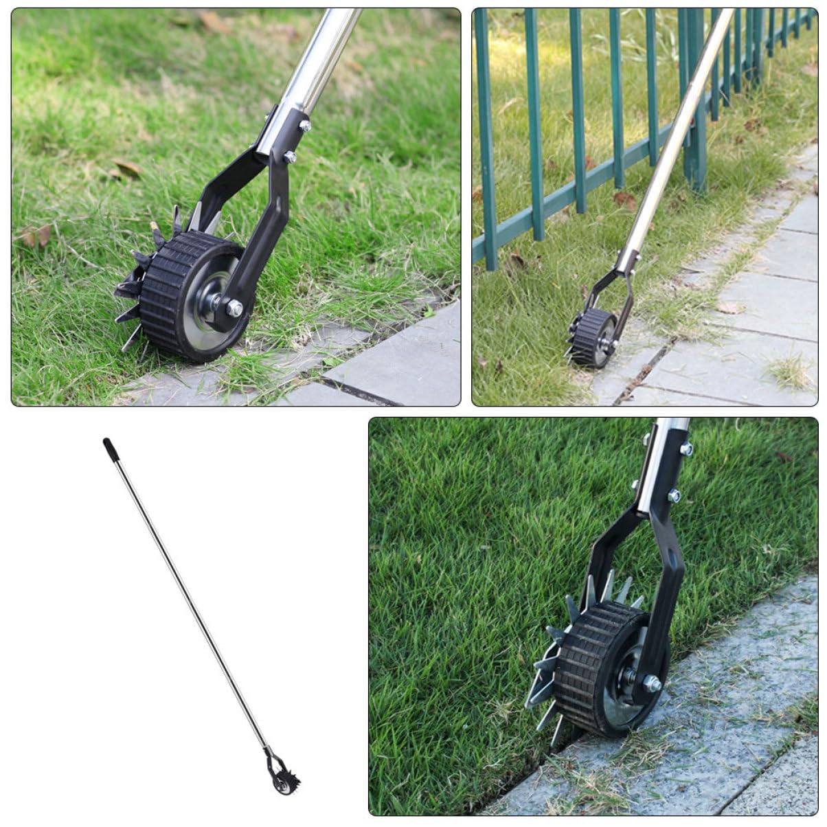 Toyvian Radkreis-metallkantenschneider Handrasentrimmer mit Rädern für Einfache Mobilität Rasenkantenschneider für Unkrautentfernung und Gepflegtes Rasenbild Gartentrimmer-aufsatz