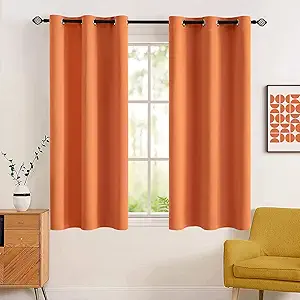 MIULEE Blackout Curtains Room Darkening Thermal Insulated Fall Drapes Solid Window Treatment Set Grommet Top Light Blocking Curtain for Living Room/Bedroom 2 Panels 42 x 63 inch, Orange