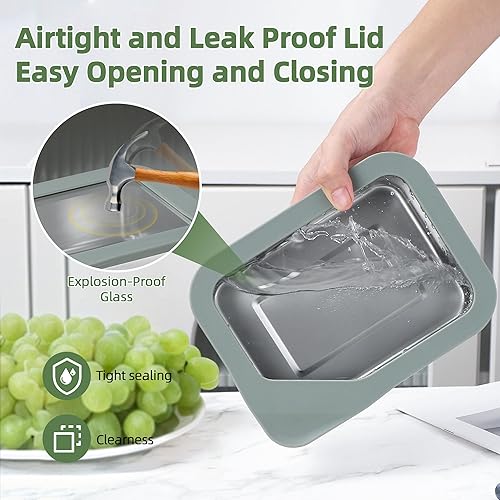 Miniatura 3 de Recipientes de vidrio para preparación de comidas, recipientes de almacenamiento de alimentos con tapas herméticas a prueba de fugas, fiambreras
