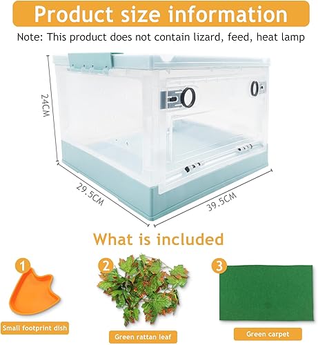 Miniatura 2 de Kits de Terrario Plegable Portátil de Viaje RunDuck para Reptiles - Material Resistente al Calor, Fácil de Mover con Ruedas, Incluye Planta, Tazón