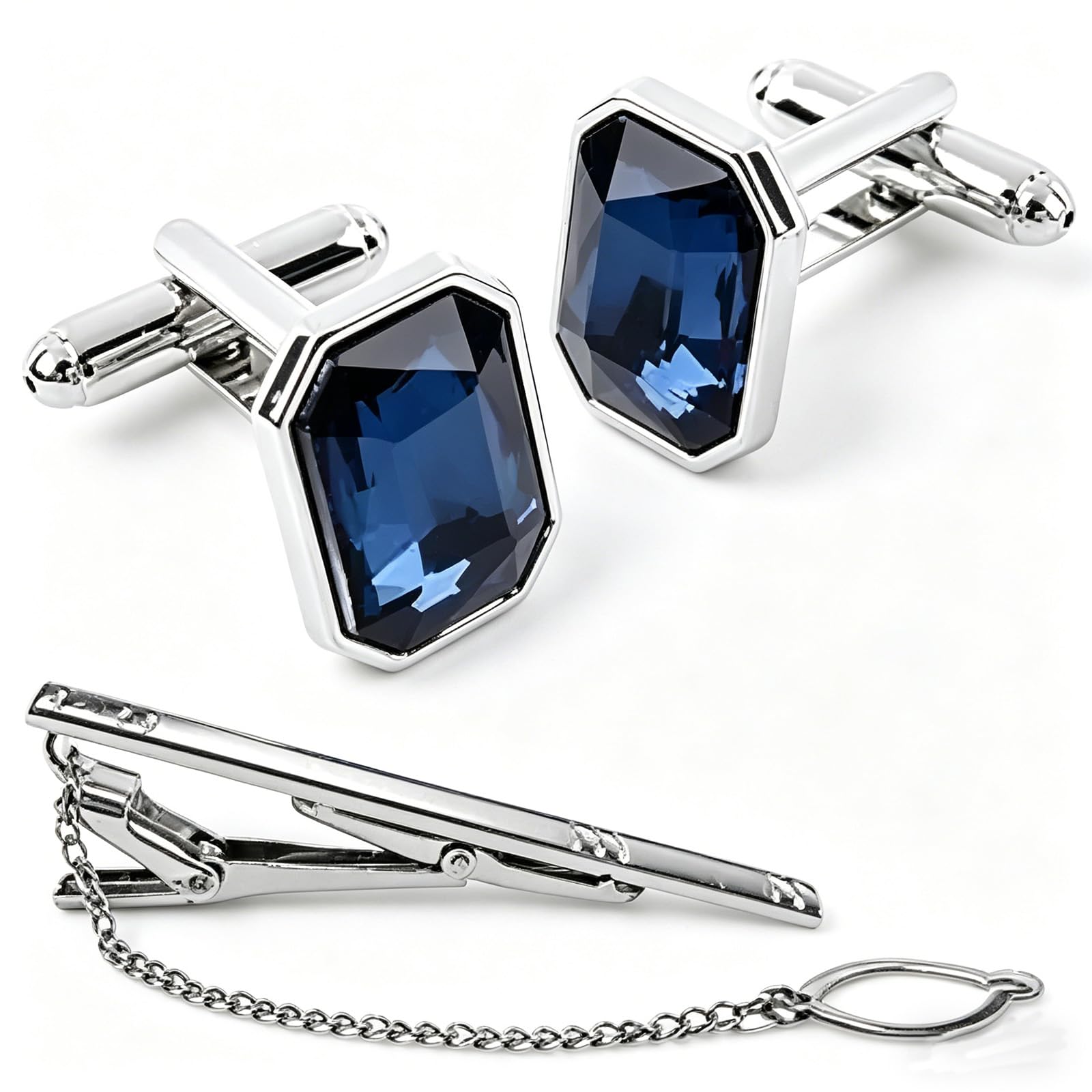3PCS Tie Pin and Cufflinks Set for Men Formal, 1PCS Tie Pin for Men Formal with 2PCS Cuff Links for Man, Elegant Coat Accessories for Man, Great for Banquets Parties Weddings-image-36