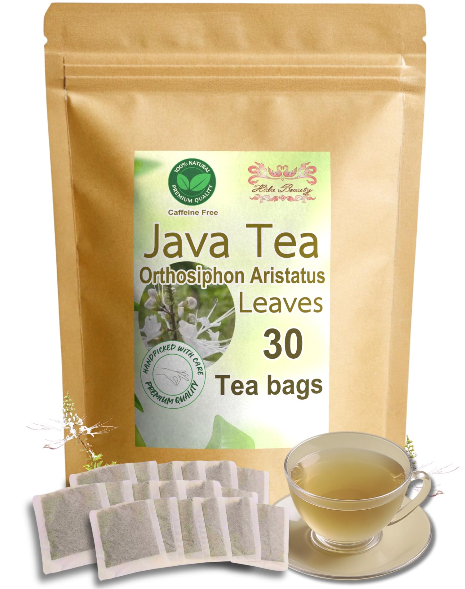 Hida Beauty Java Tea Dried Loose leaf 30 Teabags Orthosiphon Aristatus