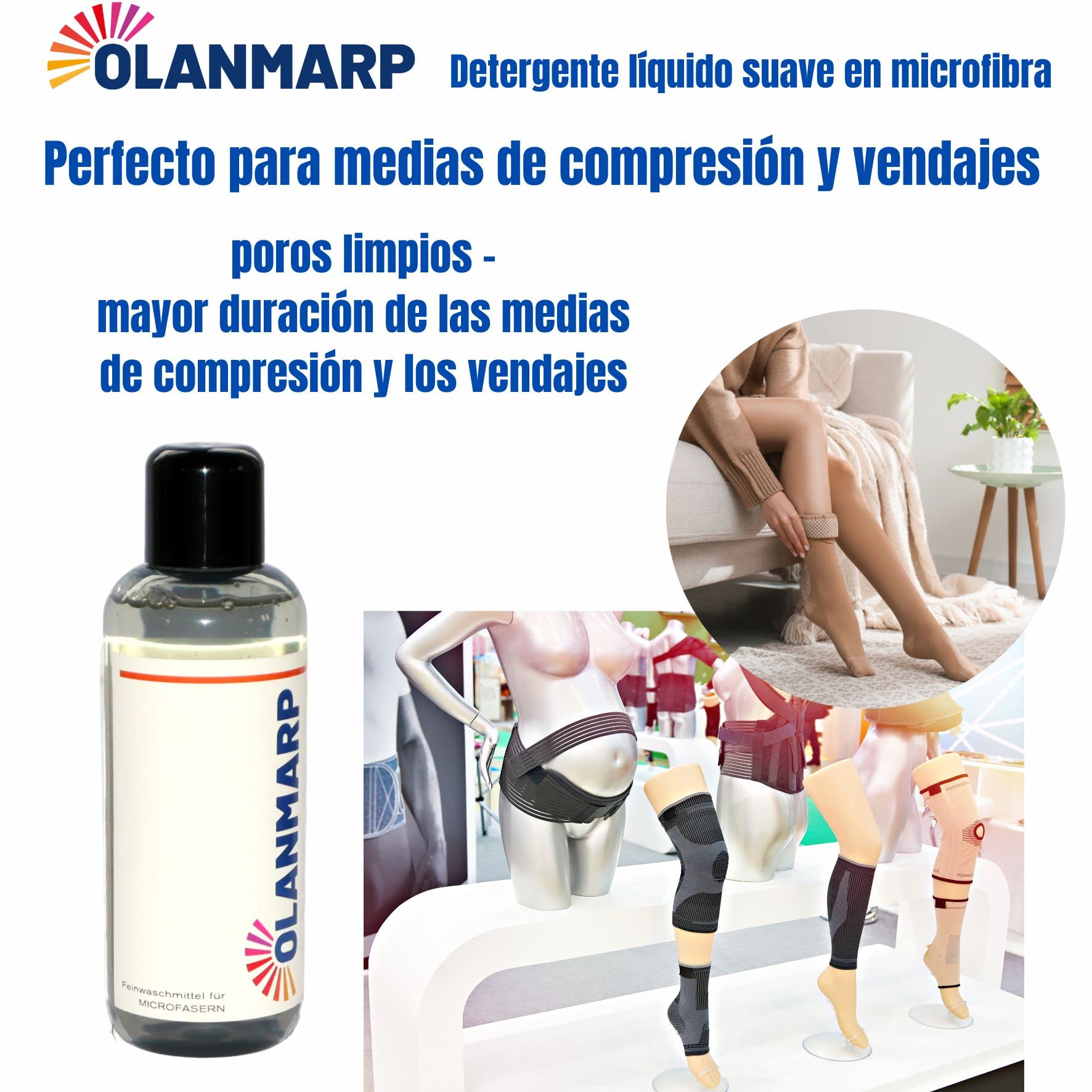 Detergente suave concentrado de microfibra – Detergente líquido para a mano + lavado a máquina (480 ml, sin red de lavado)