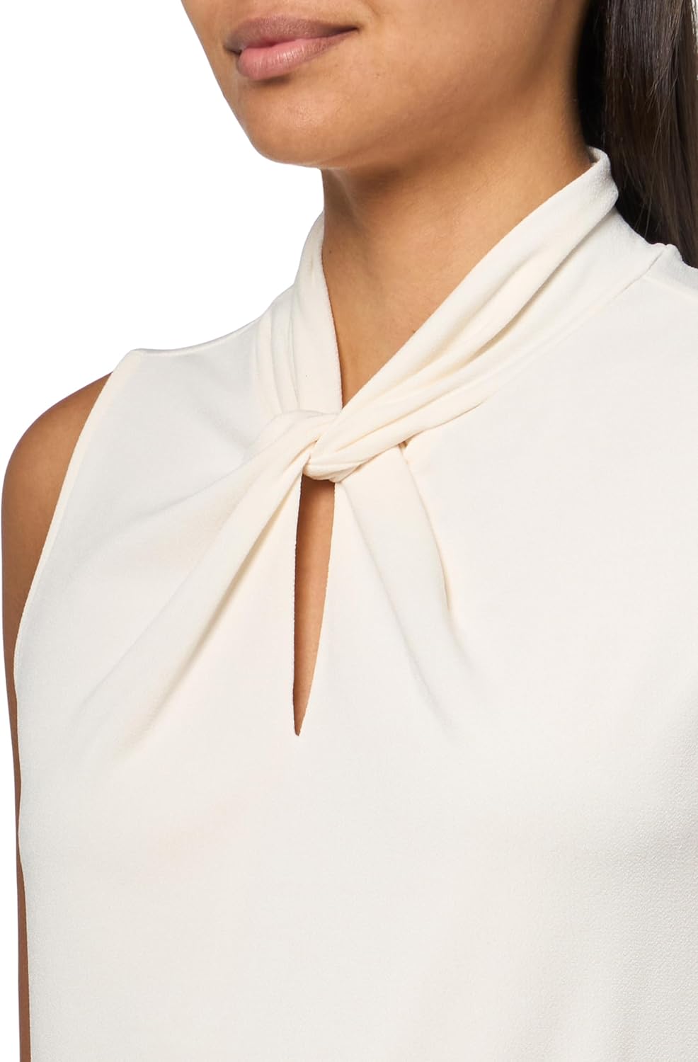Anne Klein Women's Moss Crepe Sl Twist Neck W Keyhole - Image 3