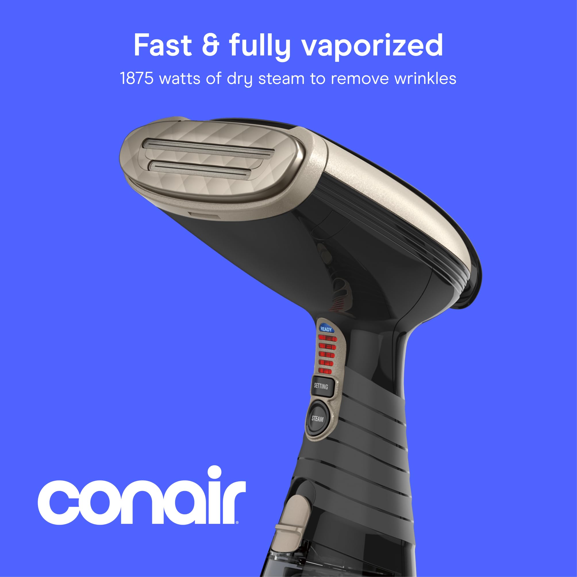 Conair - Vaporizzatore portatile per vestiti, Turbo ExtremeSteam 1875W, design portatile a mano, forte vapore penetrante, esclusivo Amazon nero (GS59B)