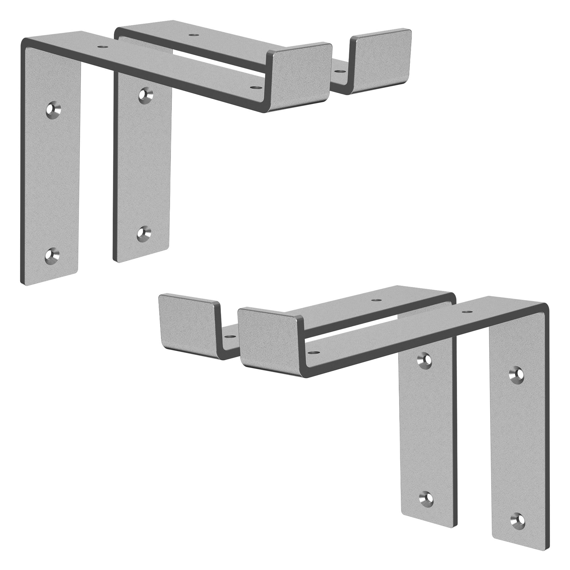 ML-Design 4er-Set Regalhalterungen aus Metall, Grau, 20x4x14,5 cm – L-förmige 90° Wandhalterungen mit Schrauben