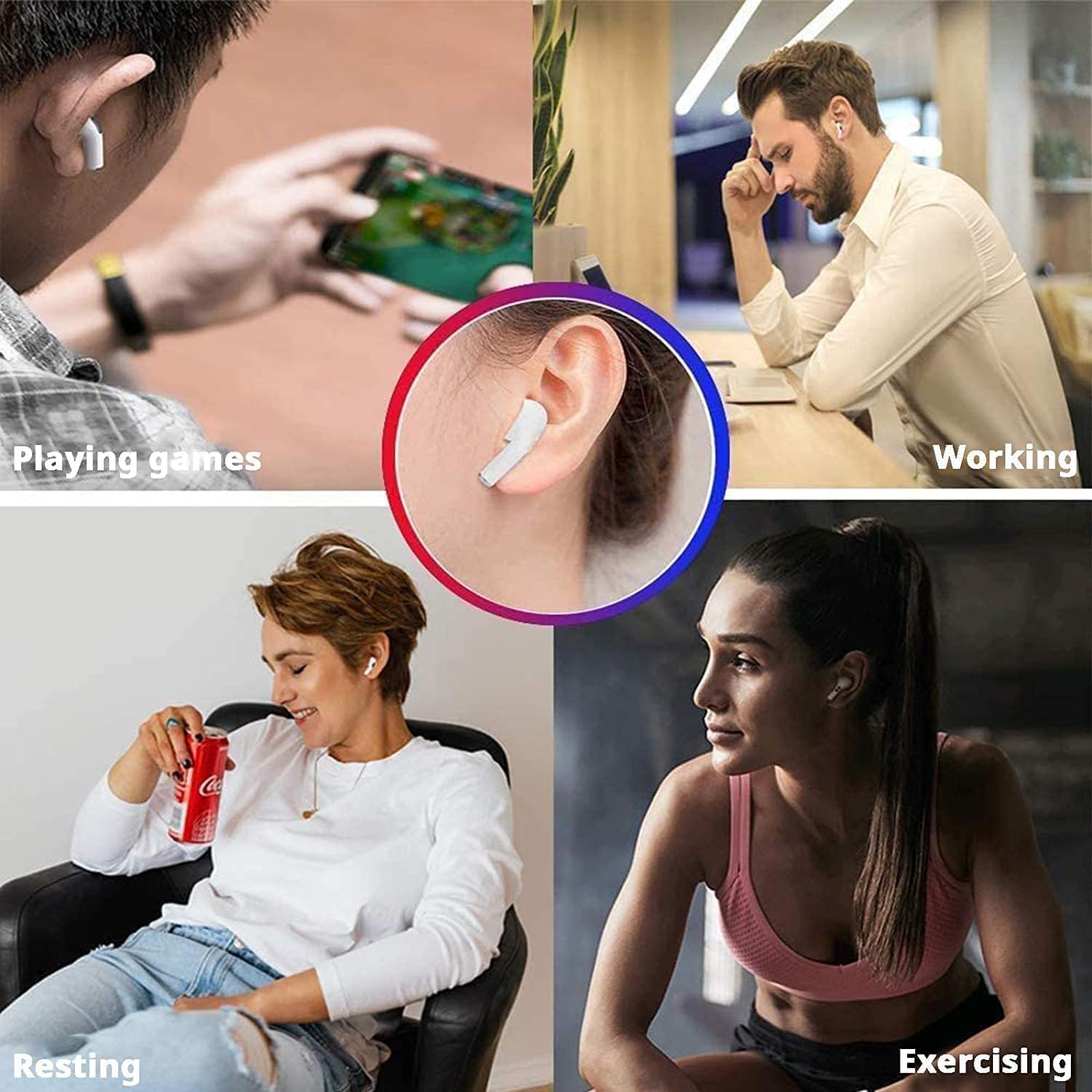 Auricolari Bluetooth senza fili, cuffie Bluetooth 5.3 con 4 ENC Riduzione del Rumore Mic Schermo LED HiFi Audio Stereo 42H Durata Lettura IP6 Impermeabile Sport Auricolare Controllo Touch