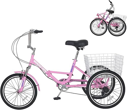 LILYPELLE Triciclos plegables para adultos, triciclos plegables para adultos de 7 velocidades, bicicletas de 3 ruedas de 202426 pulgadas con paso