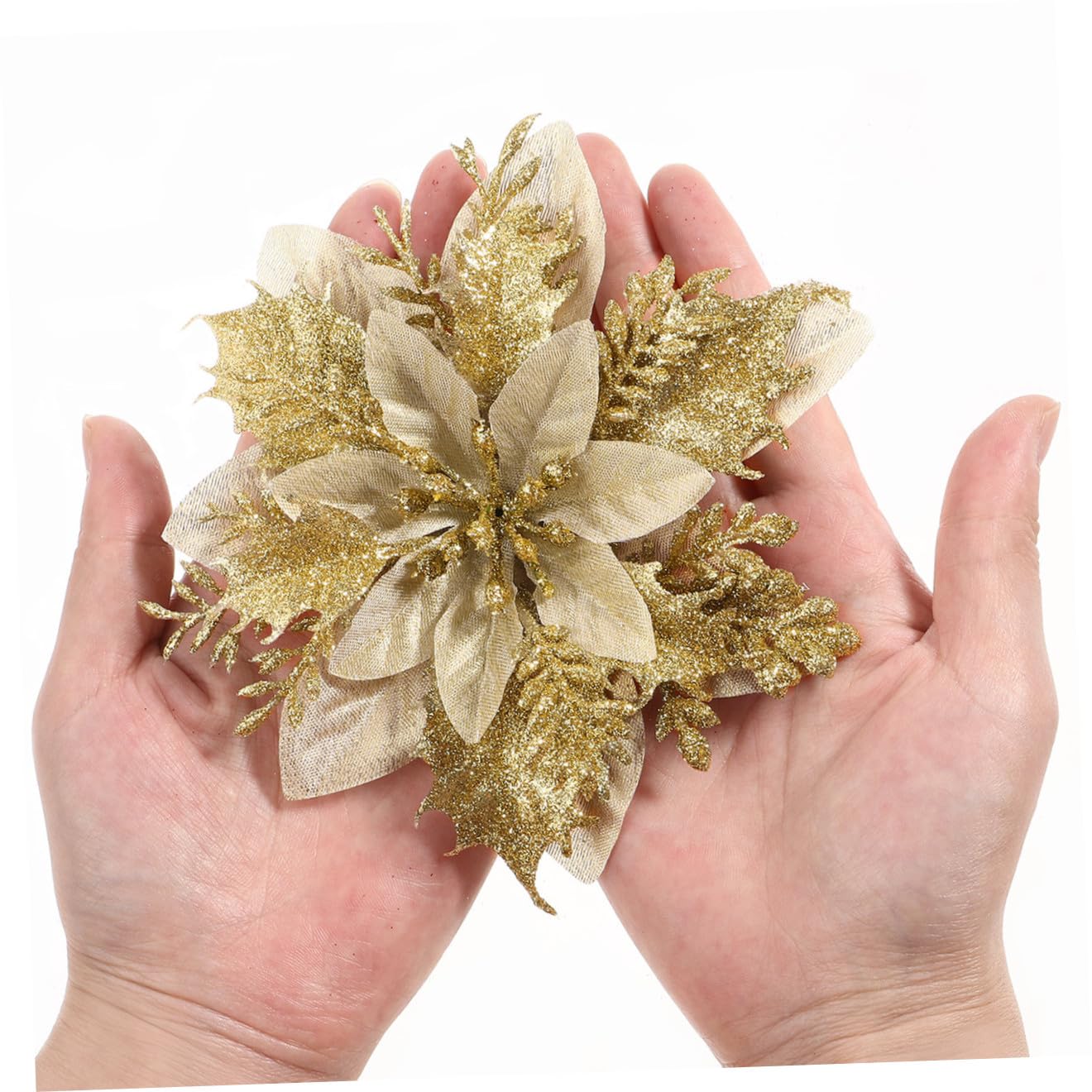 Alipis 12stücke Weihnachtsstern Glitzer Blumen Künstliche Poinsettia Dekoration Für Weihnachtsbaum Und Party Inkl Stängel Und Clips Für Festliche Arrangements Und Kreative Gestaltung