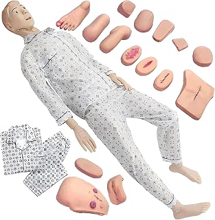 5.57FT Patient Care Manikin Training, Life Size Anatomical Human Model Training CPR Simulator Basic, Full Body Training Mannequin, for Students Nursing Teaching